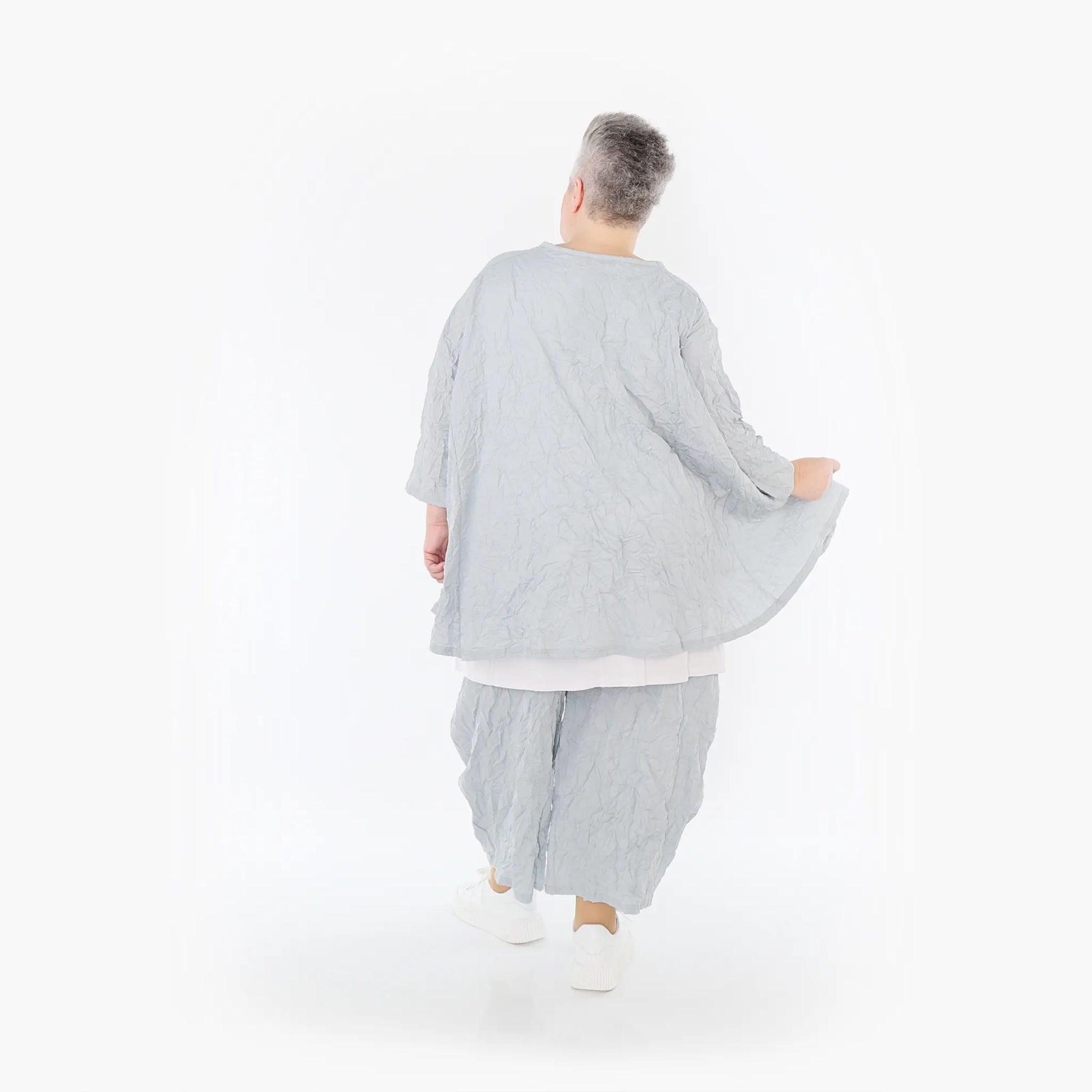 A-Form Bigshirt von AKH Fashion aus Materialmix, 1372.00593, Hellgrau, Ausgefallen, Zeitlos