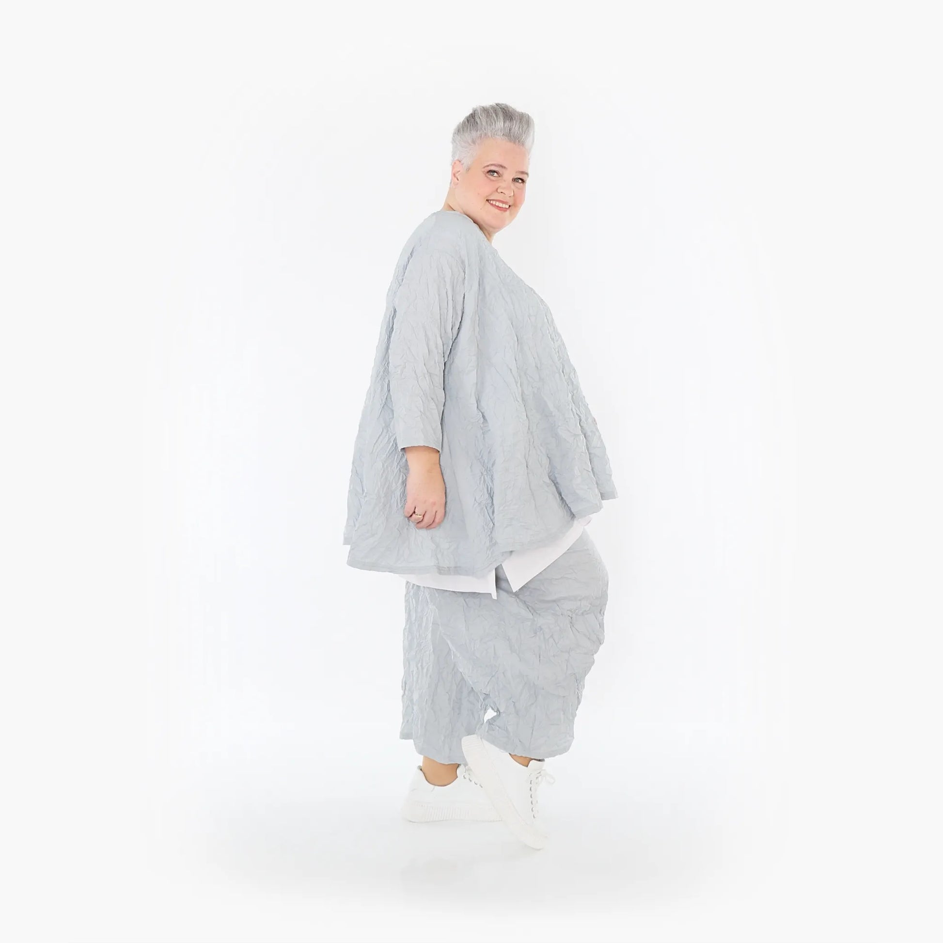 A-Form Bigshirt von AKH Fashion aus Materialmix, 1372.00593, Hellgrau, Ausgefallen, Zeitlos