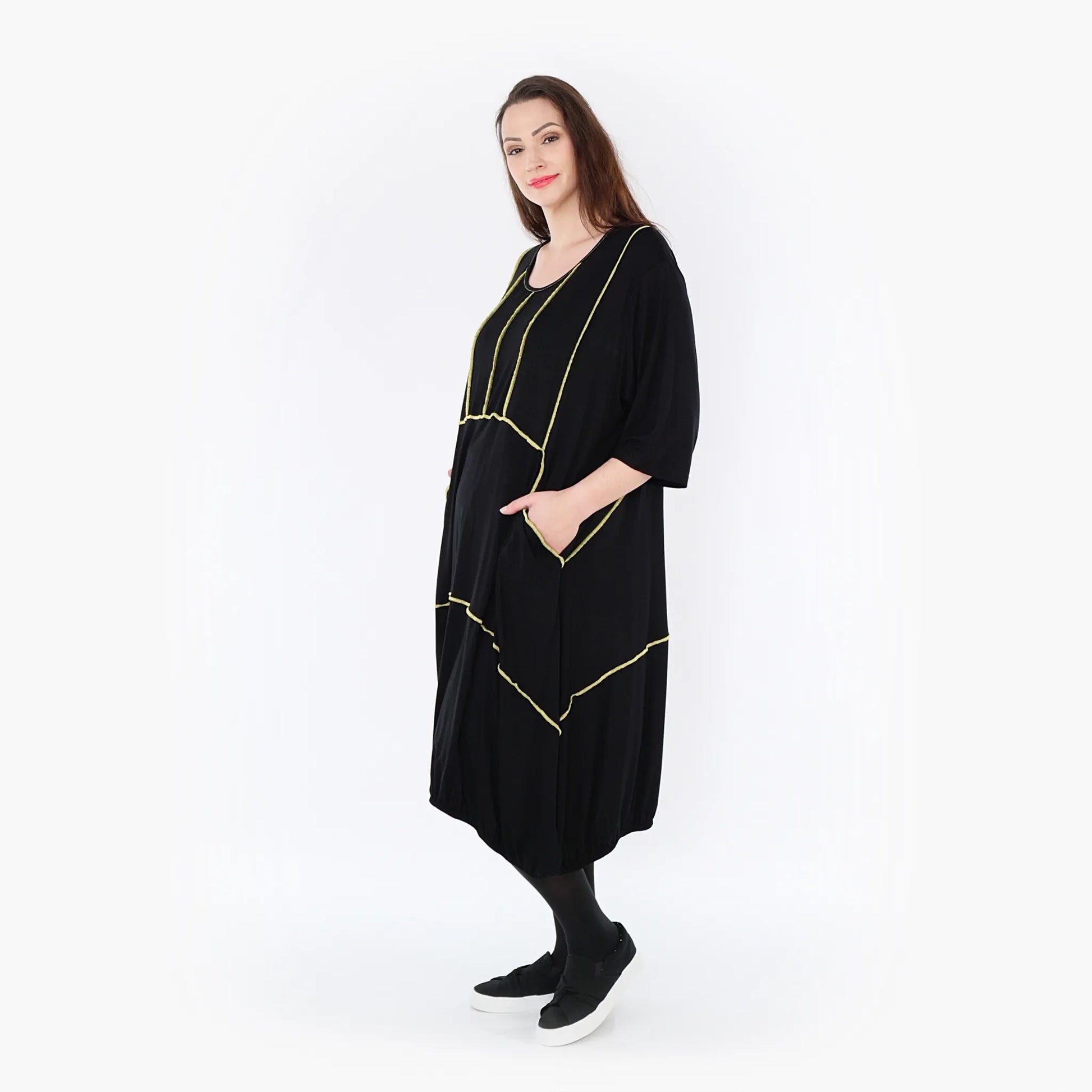 Ballonkleid von AKH Fashion aus Viskose, 1416.06564, Schwarz/Gelb, Schick, Modern, Bequem