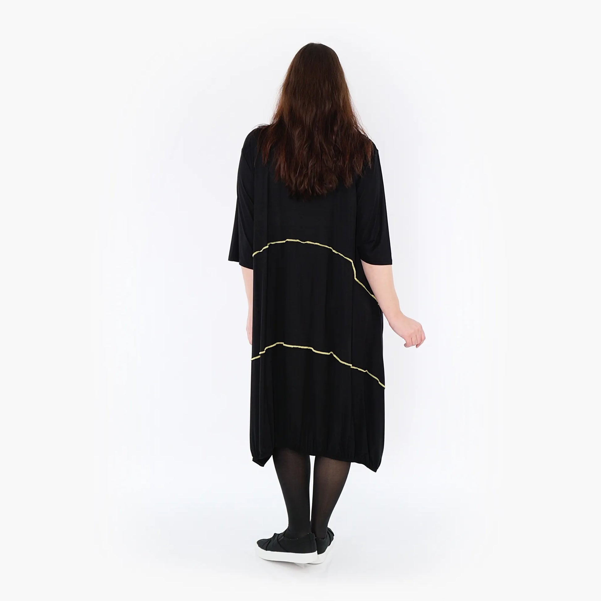 Ballonkleid von AKH Fashion aus Viskose, 1416.06564, Schwarz/Gelb, Schick, Modern, Bequem