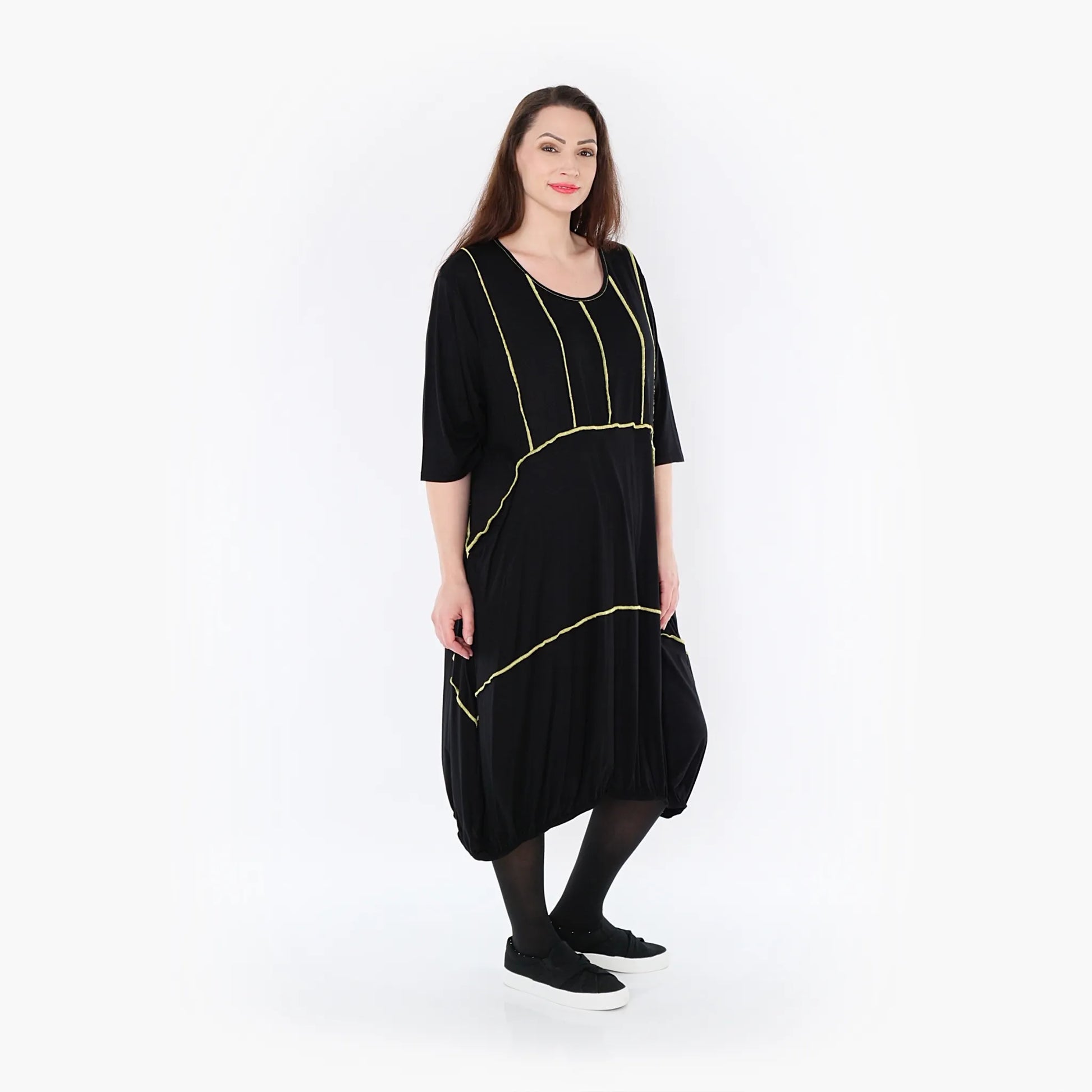 Ballonkleid von AKH Fashion aus Viskose, 1416.06564, Schwarz/Gelb, Schick, Modern, Bequem