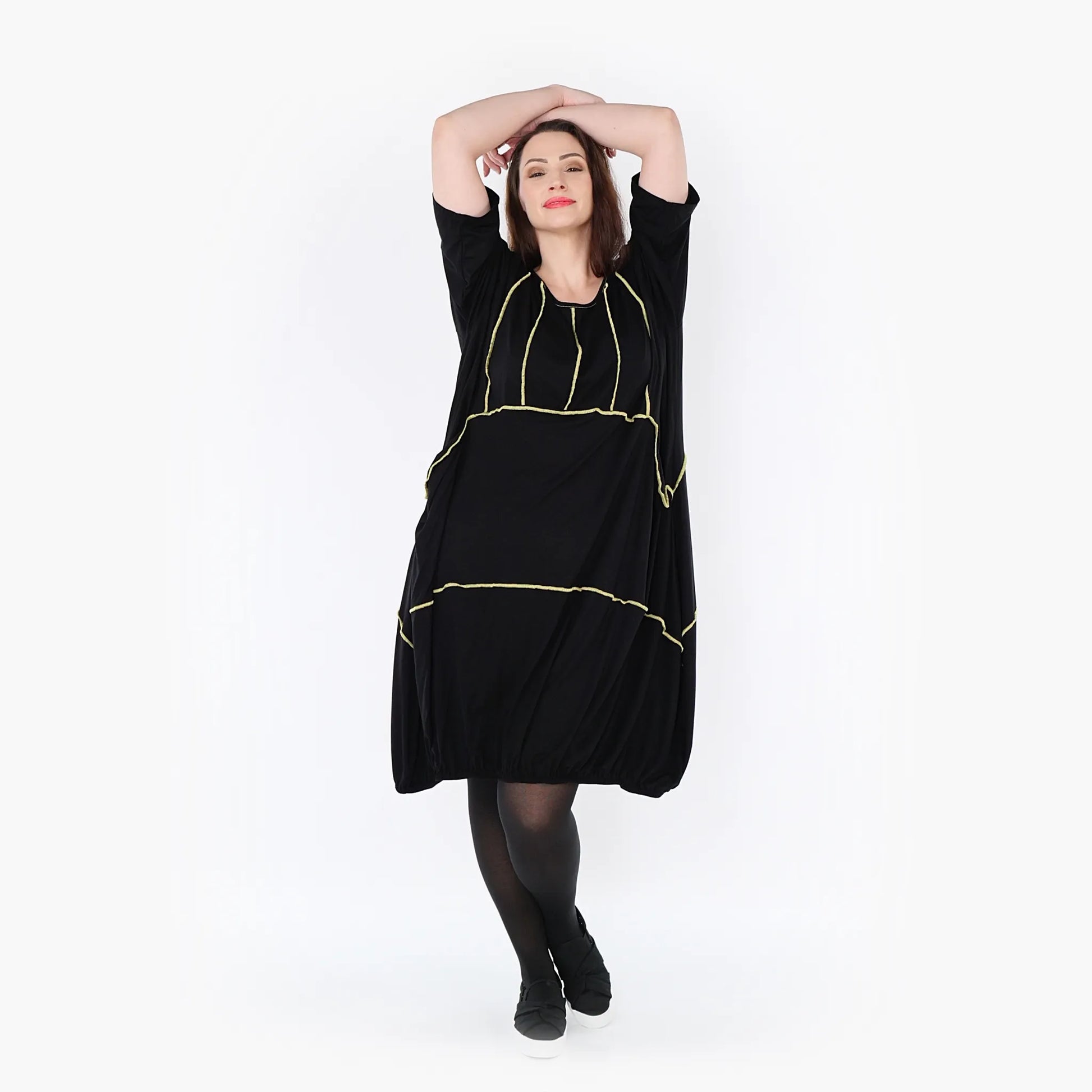 Ballonkleid von AKH Fashion aus Viskose, 1416.06564, Schwarz/Gelb, Schick, Modern, Bequem