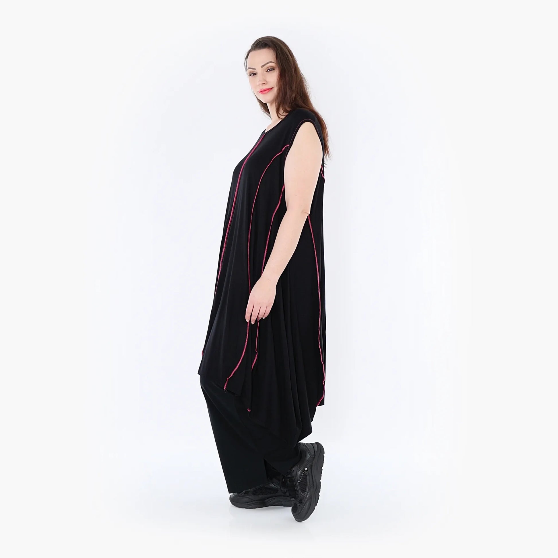 Ballon Tunika von AKH Fashion aus Viskose, 1416.06913, Schwarz/Fuchsia, Schick, Modern
