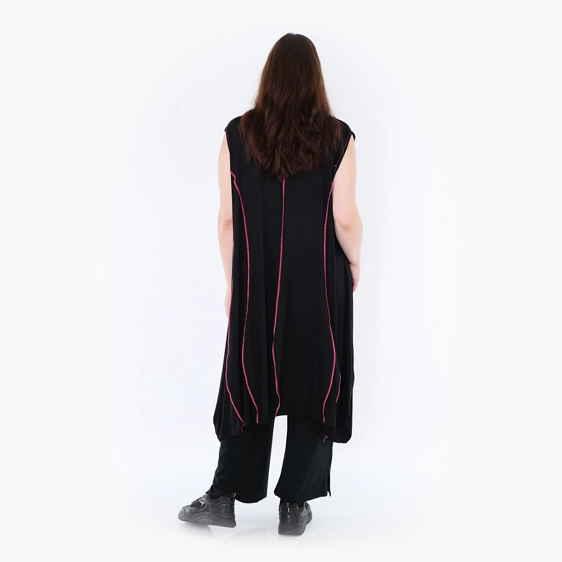 Ballon Tunika von AKH Fashion aus Viskose, 1416.06913, Schwarz/Fuchsia, Schick, Modern