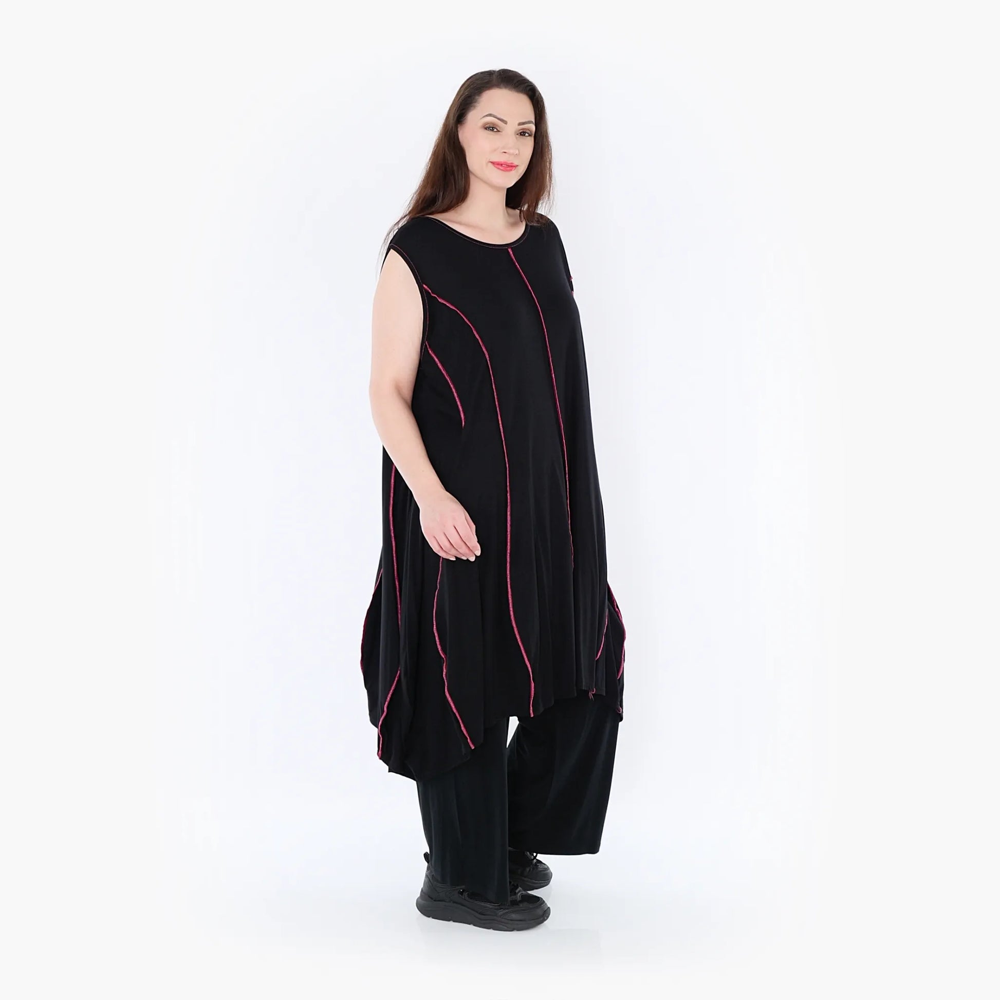 Ballon Tunika von AKH Fashion aus Viskose, 1416.06913, Schwarz/Fuchsia, Schick, Modern