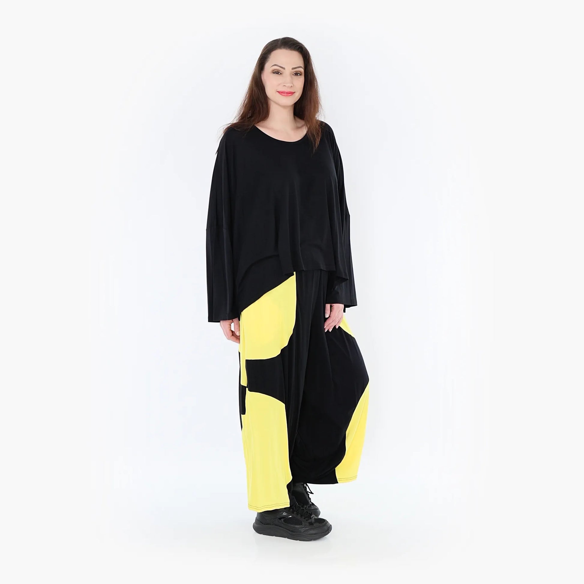 Ballonhose von AKH Fashion aus Viskose, 1416.06914, Schwarz/Gelb, Schick, Modern, Bequem