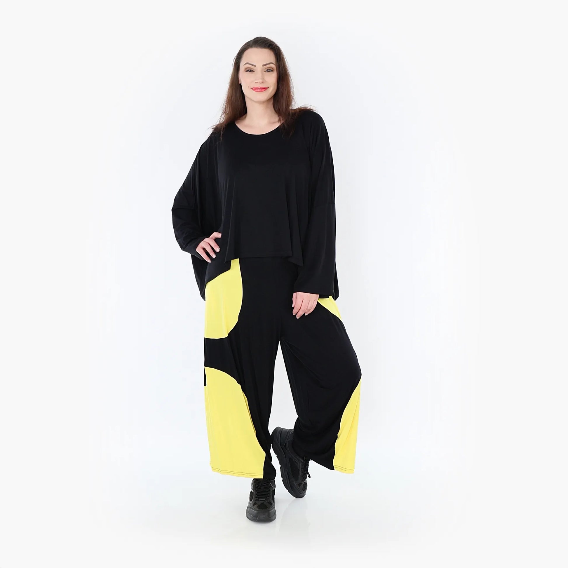 Ballonhose von AKH Fashion aus Viskose, 1416.06914, Schwarz/Gelb, Schick, Modern, Bequem