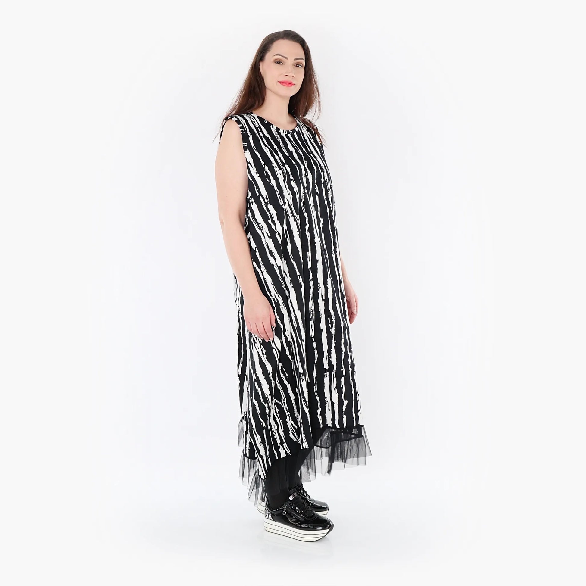 Ballon Tunika von AKH Fashion aus Baumwolle, 1418.06853, Schwarz/Weiß, Schick, Modern