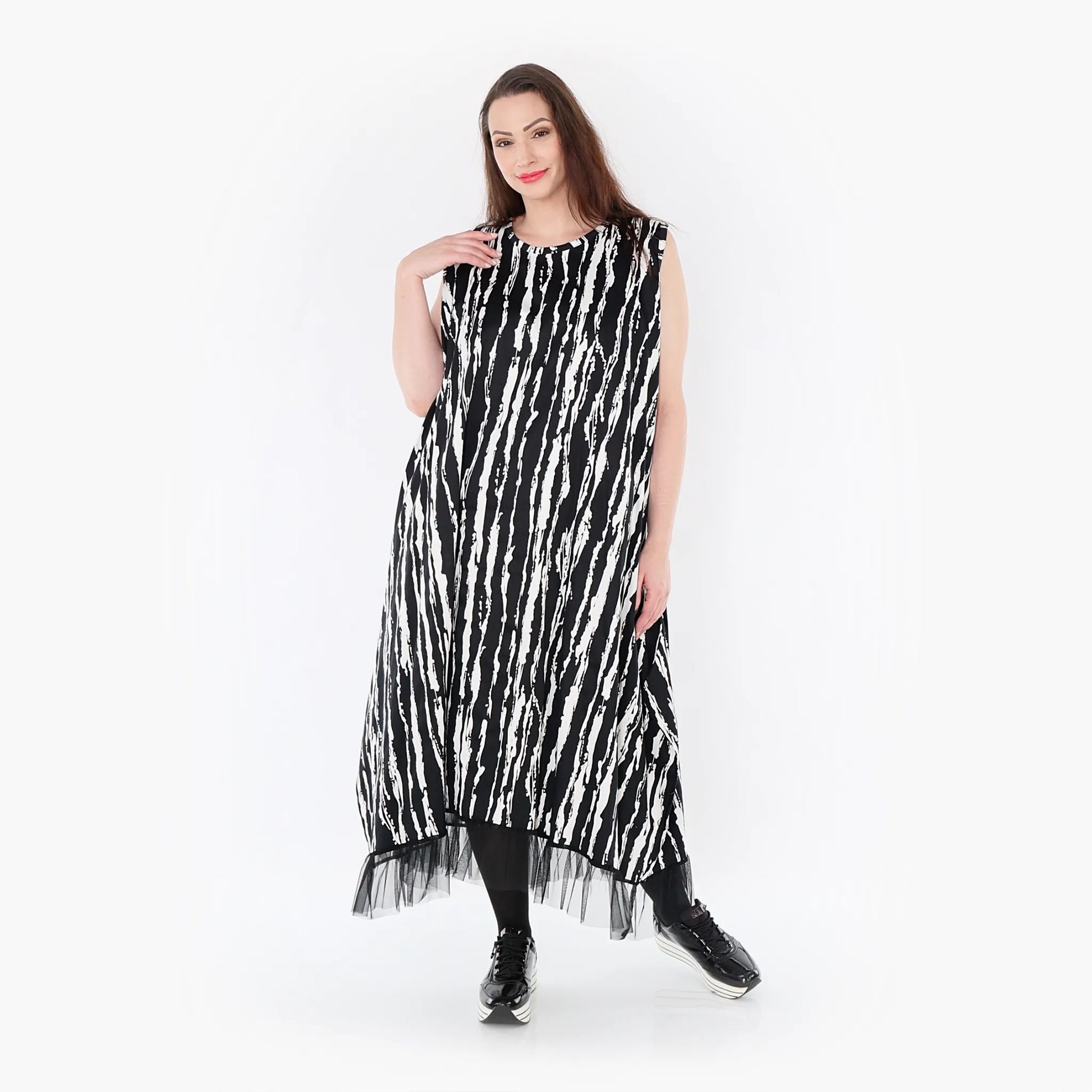 Ballon Tunika von AKH Fashion aus Baumwolle, 1418.06853, Schwarz/Weiß, Schick, Modern
