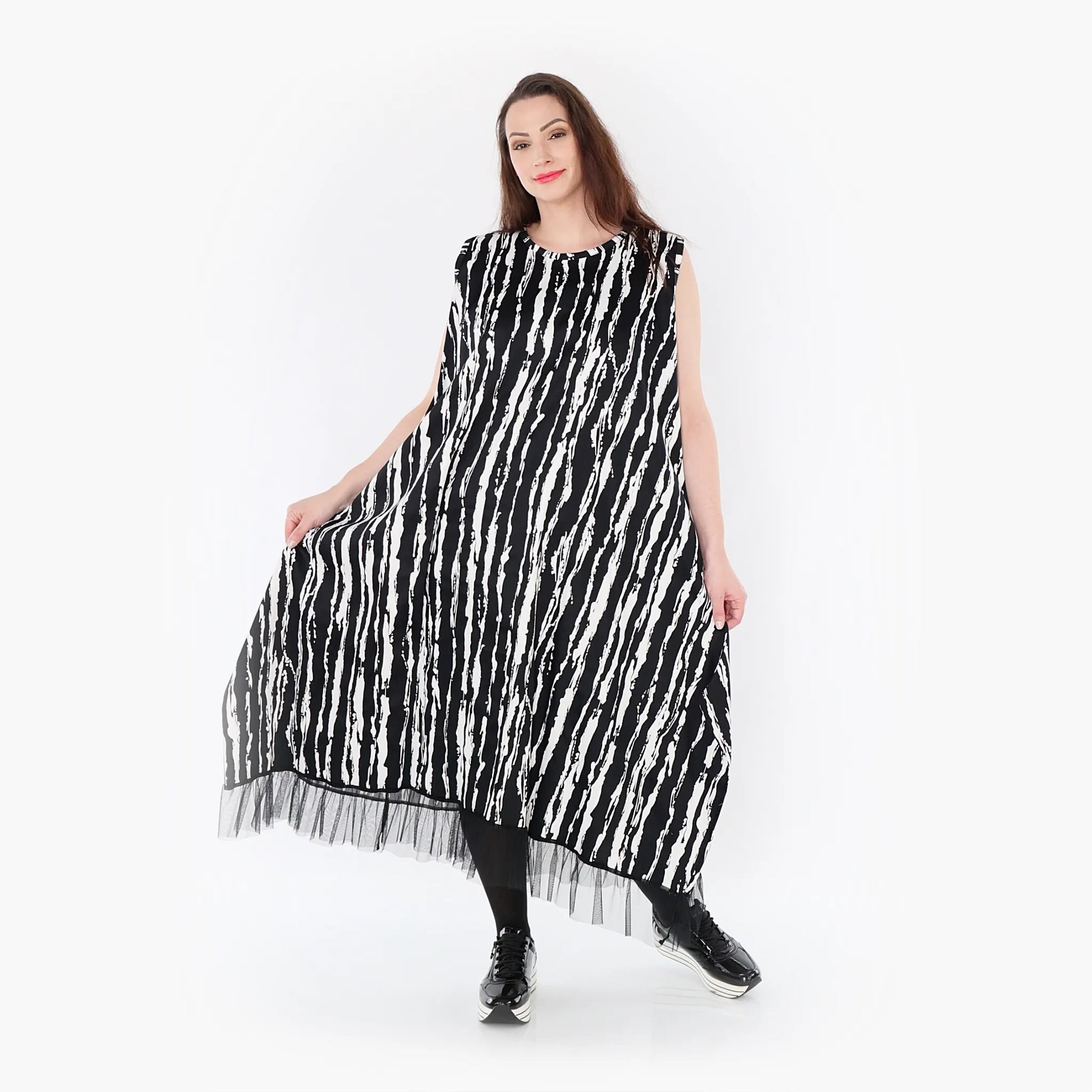 Ballon Tunika von AKH Fashion aus Baumwolle, 1418.06853, Schwarz/Weiß, Schick, Modern