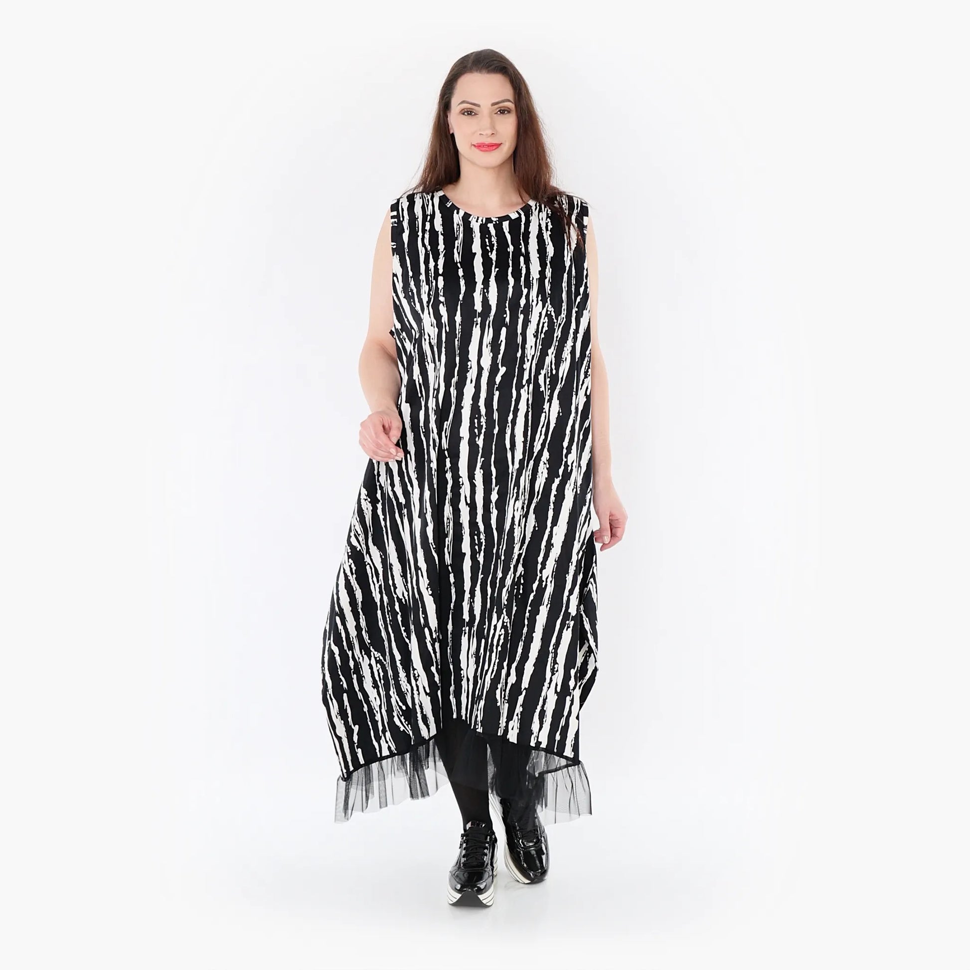 Ballon Tunika von AKH Fashion aus Baumwolle, 1418.06853, Schwarz/Weiß, Schick, Modern
