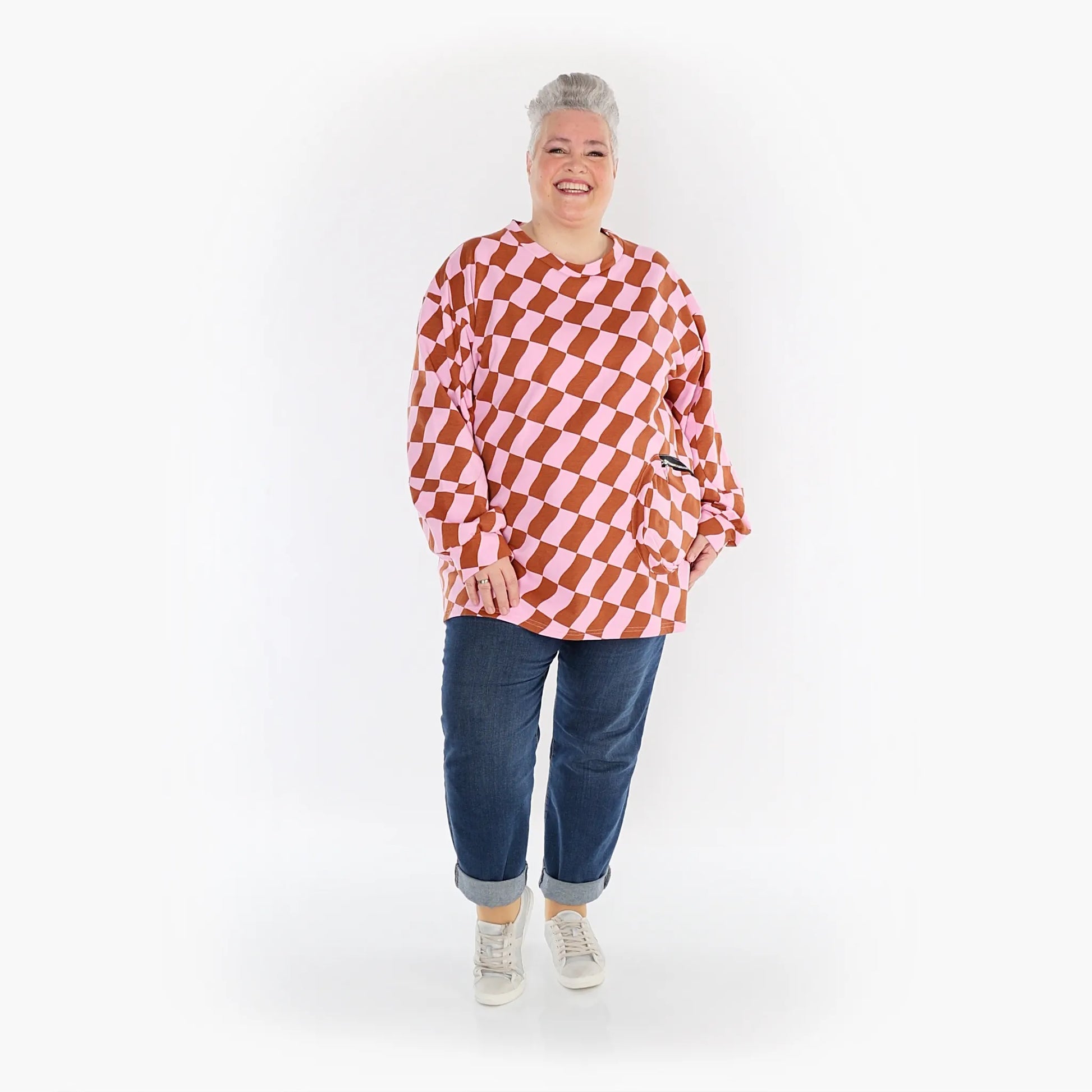 AKH Fashion Shirt in gerader Form, aus Baumwolle, 1427.06987, Pink/Cognac, Kariert, Schick