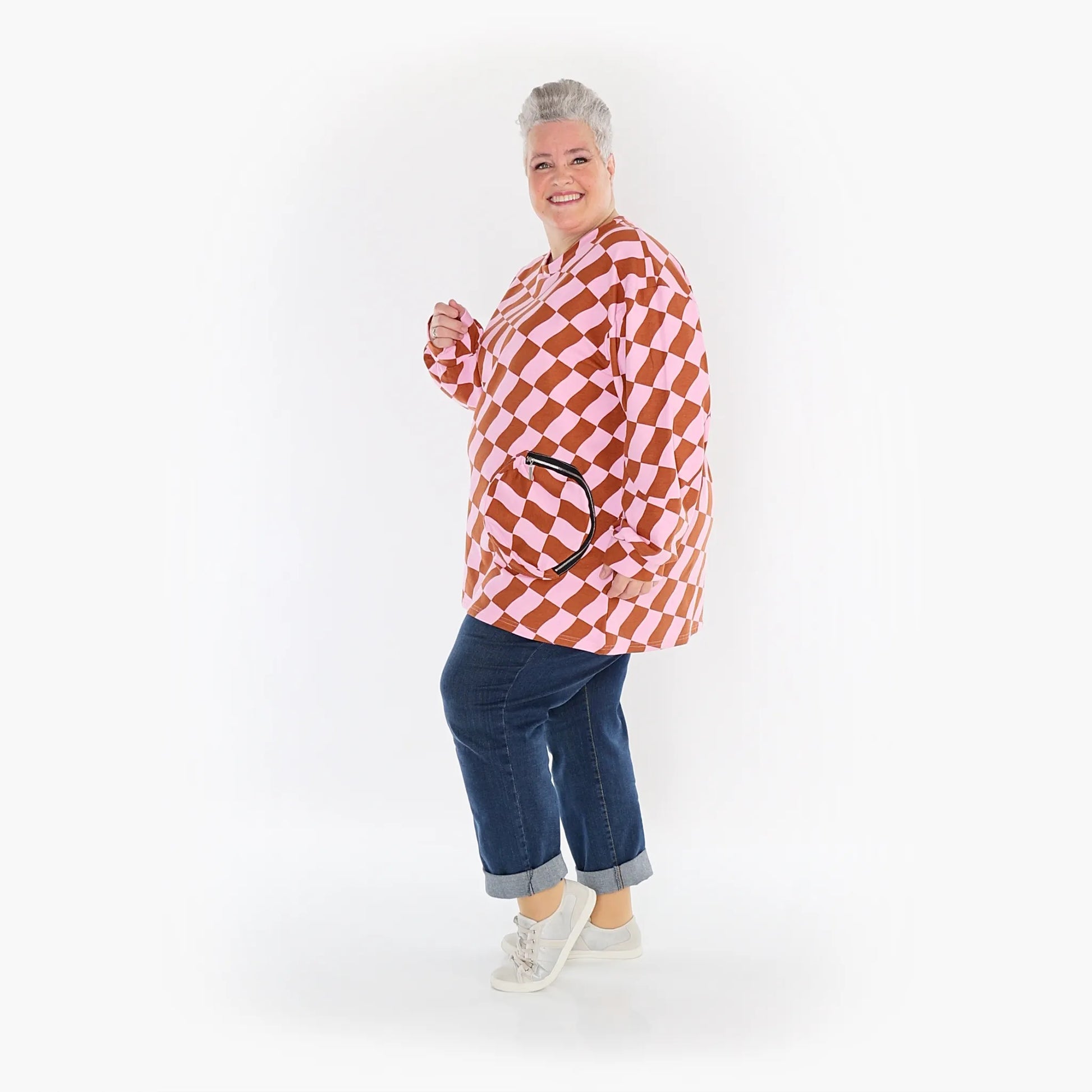AKH Fashion Shirt in gerader Form, aus Baumwolle, 1427.06987, Pink/Cognac, Kariert, Schick