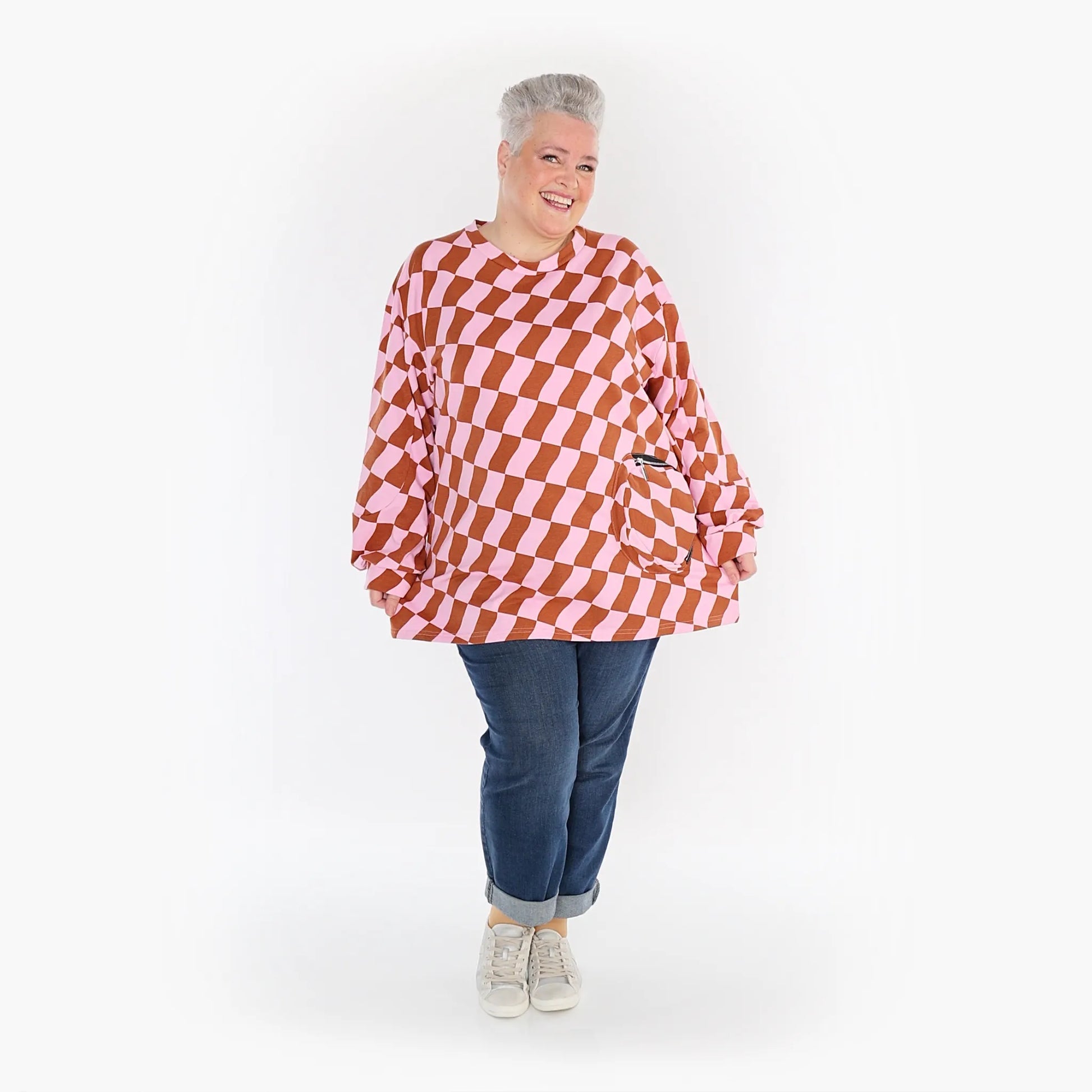 AKH Fashion Shirt in gerader Form, aus Baumwolle, 1427.06987, Pink/Cognac, Kariert, Schick