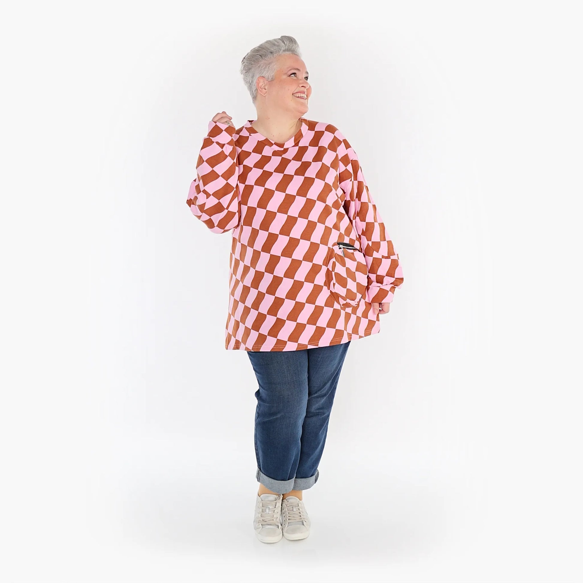 AKH Fashion Shirt in gerader Form, aus Baumwolle, 1427.06987, Pink/Cognac, Kariert, Schick