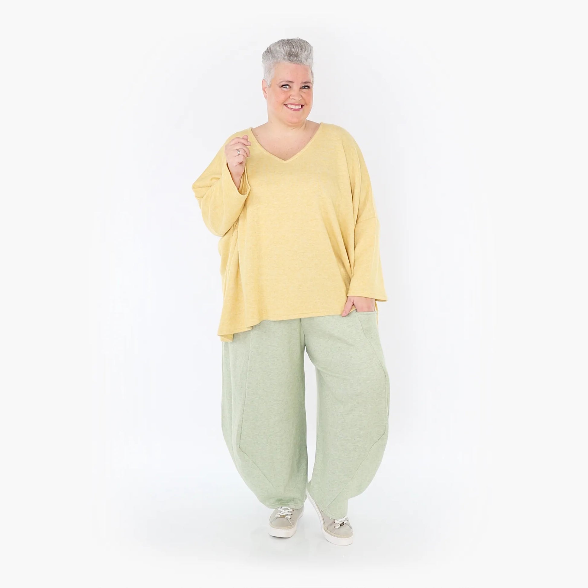 AKH Fashion Bigshirt in kastiger Form, aus Viskose, 1429.06993, LimeGelb, Schick, Modern