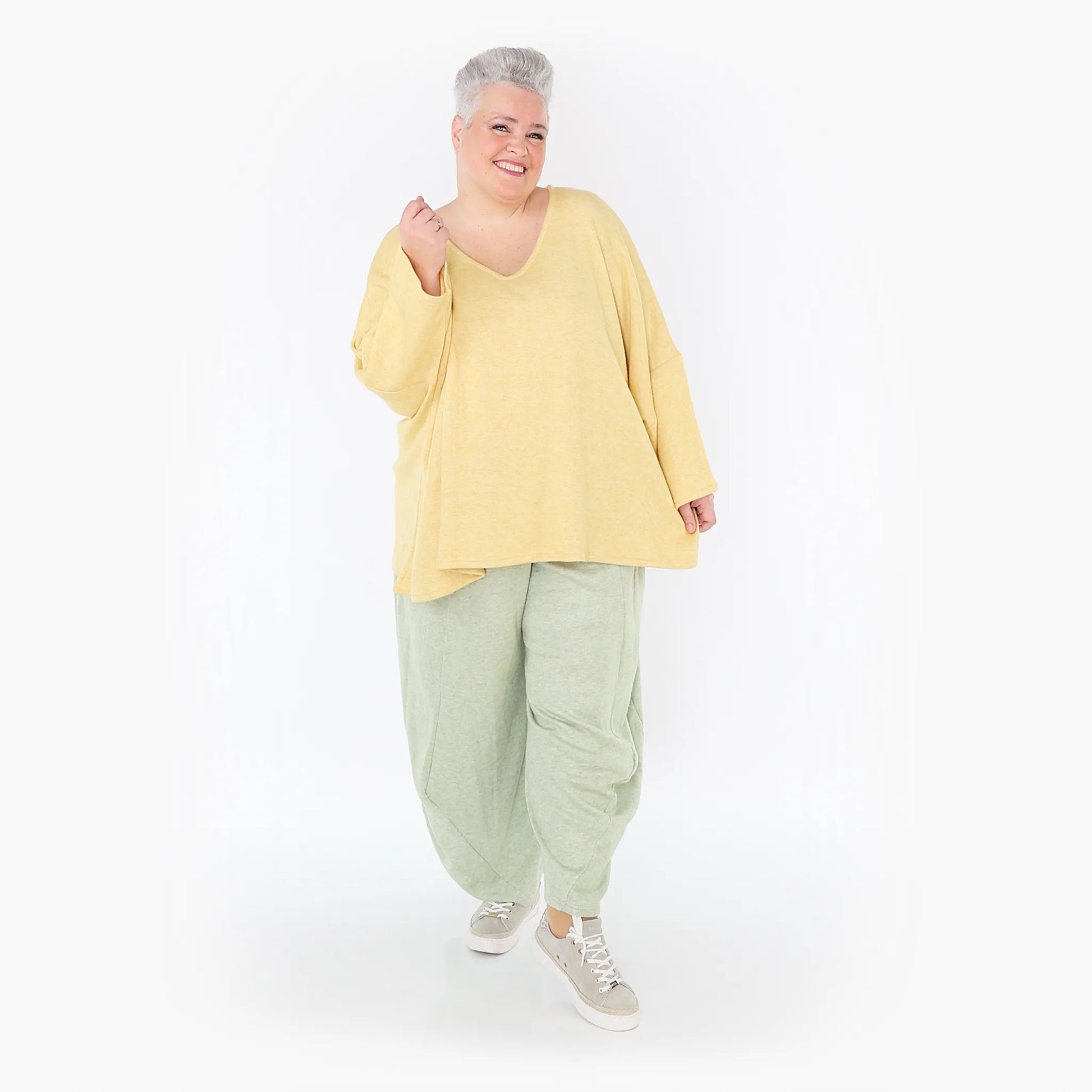 AKH Fashion Bigshirt in kastiger Form, aus Viskose, 1429.06993, LimeGelb, Schick, Modern