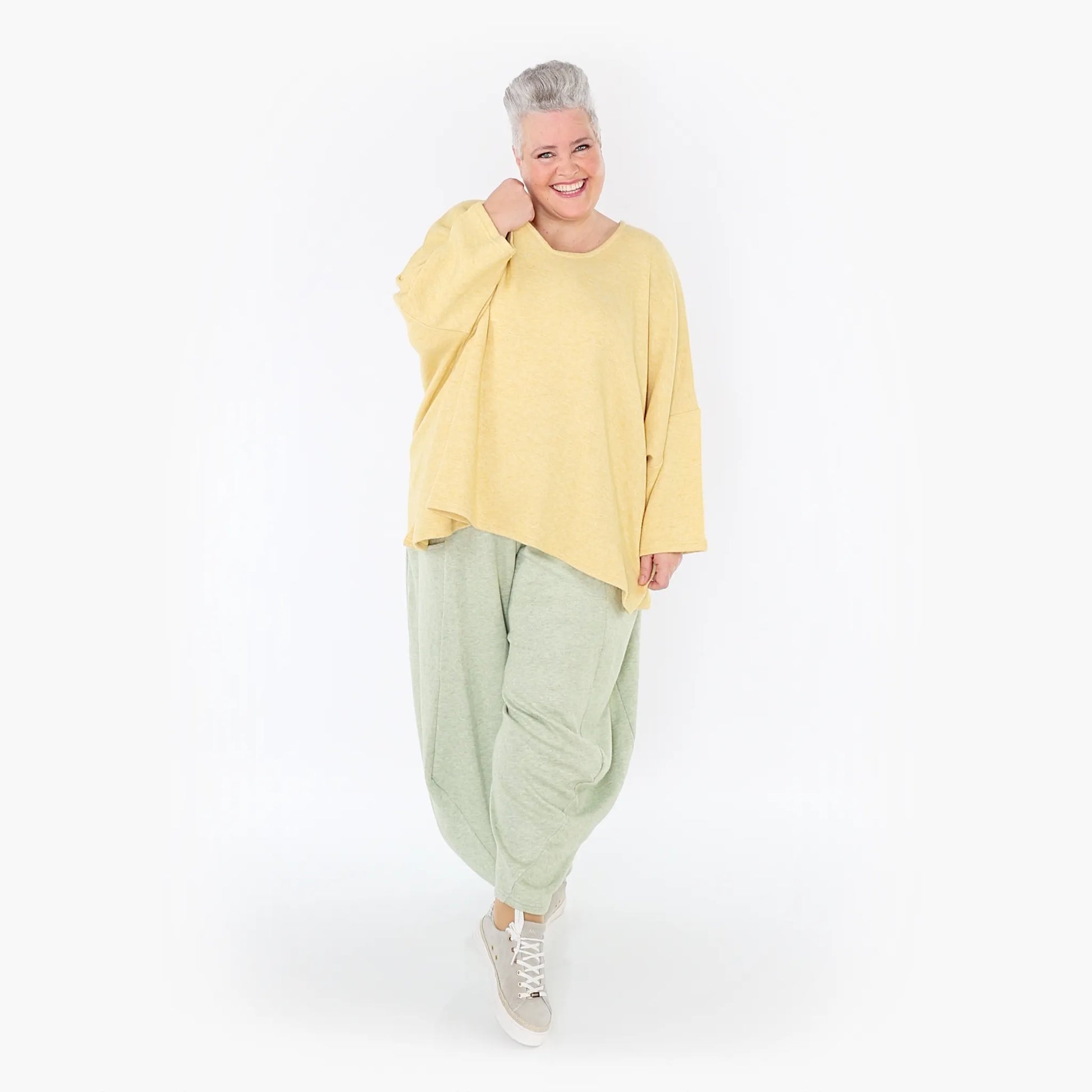 AKH Fashion Bigshirt in kastiger Form, aus Viskose, 1429.06993, LimeGelb, Schick, Modern