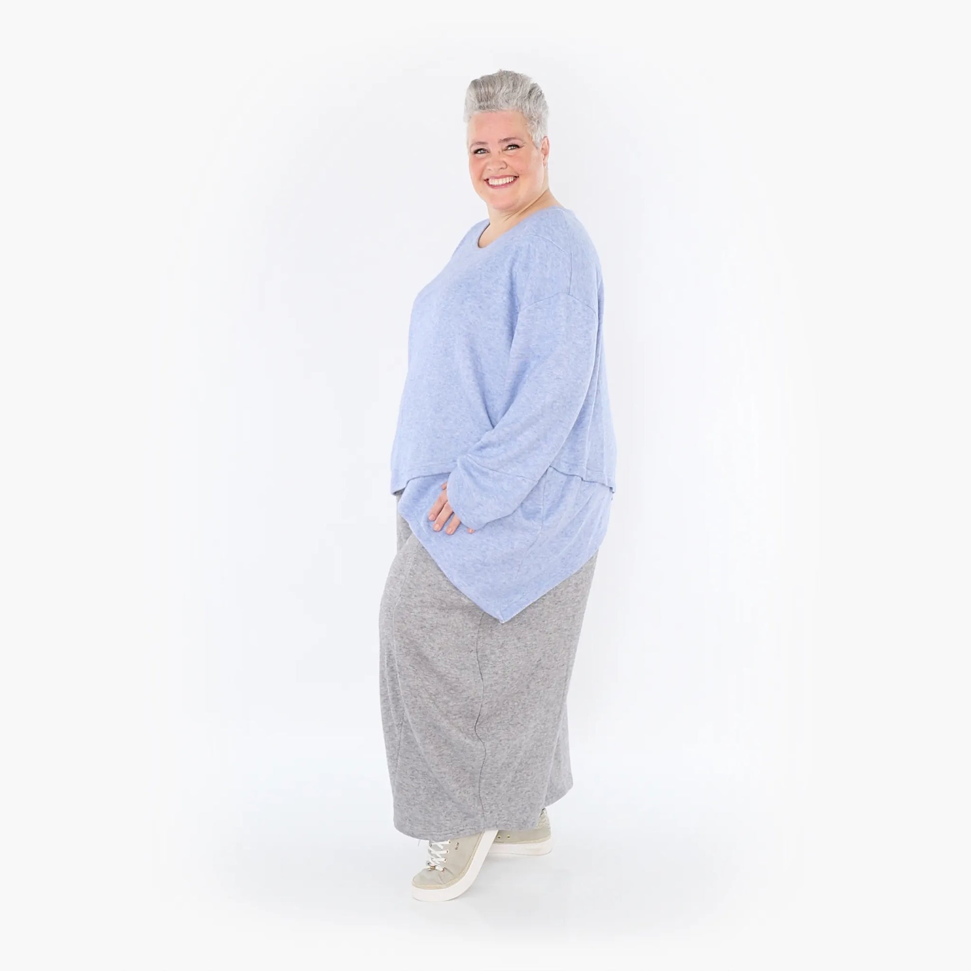 A-Form Bigshirt von AKH Fashion aus Viskose, 1429.07013, Hellblau, Schick, Modern, Bequem