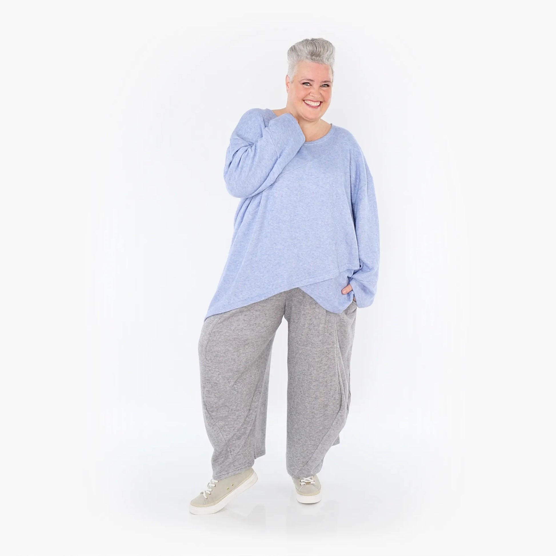 A-Form Bigshirt von AKH Fashion aus Viskose, 1429.07013, Hellblau, Schick, Modern, Bequem