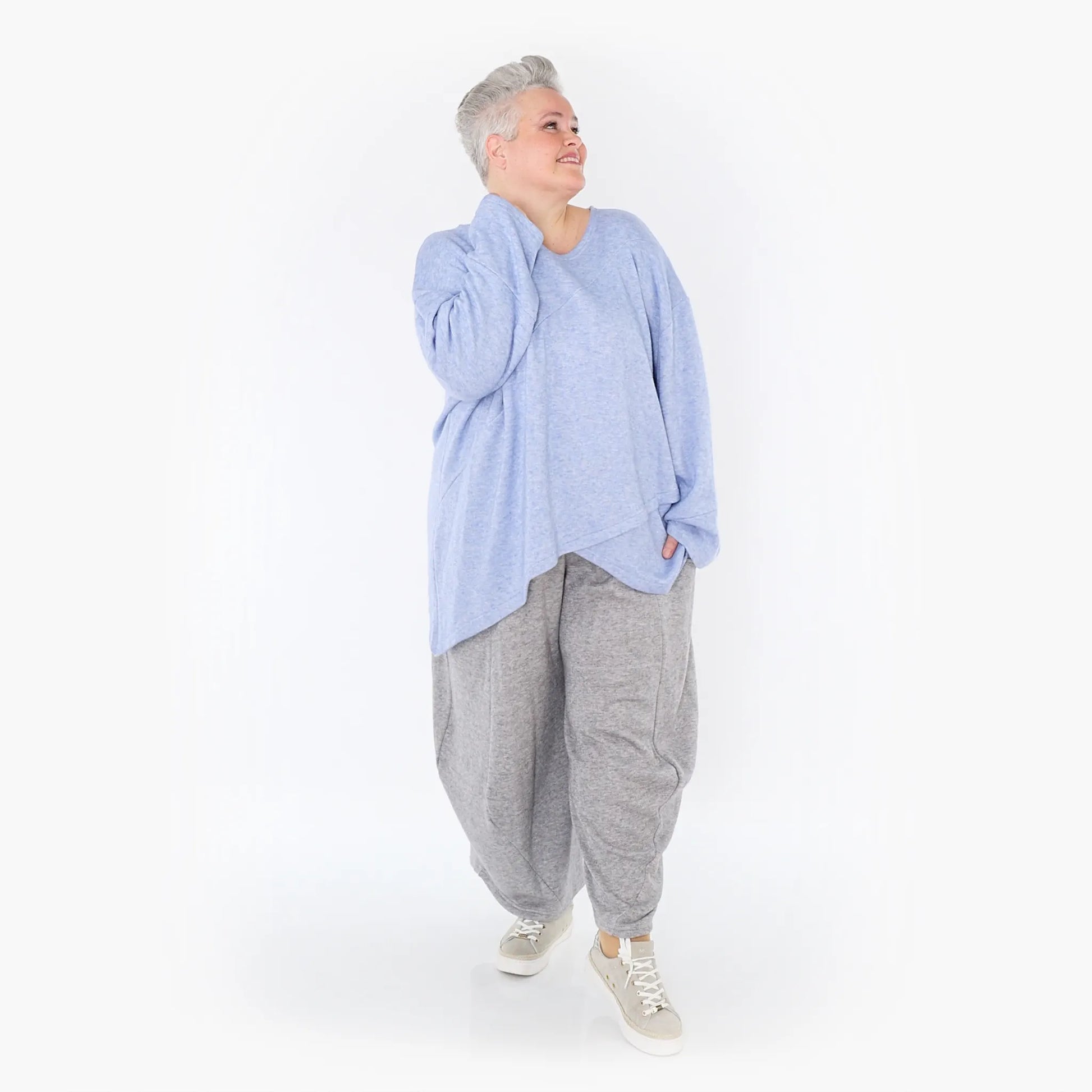 A-Form Bigshirt von AKH Fashion aus Viskose, 1429.07013, Hellblau, Schick, Modern, Bequem