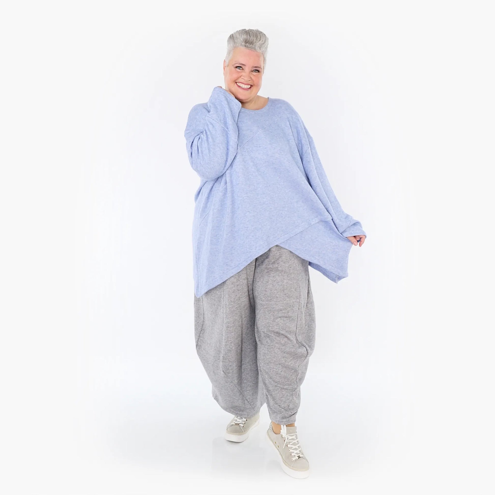 A-Form Bigshirt von AKH Fashion aus Viskose, 1429.07013, Hellblau, Schick, Modern, Bequem