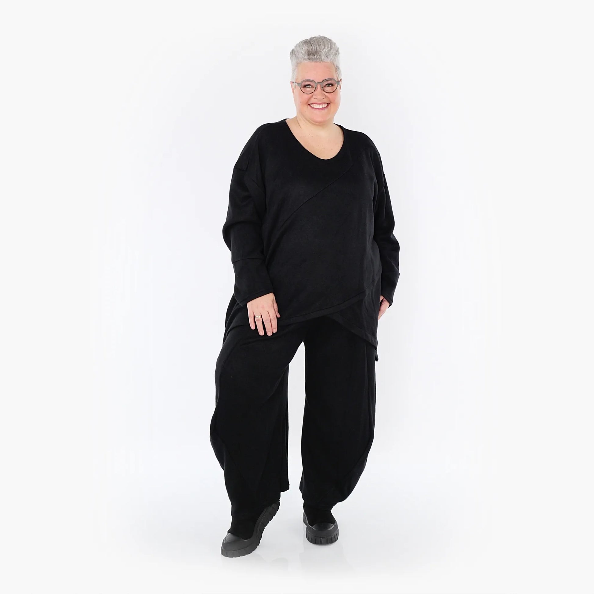 A-Form Bigshirt von AKH Fashion aus Viskose, 1429.07013, Schwarz, Schick, Modern, Bequem