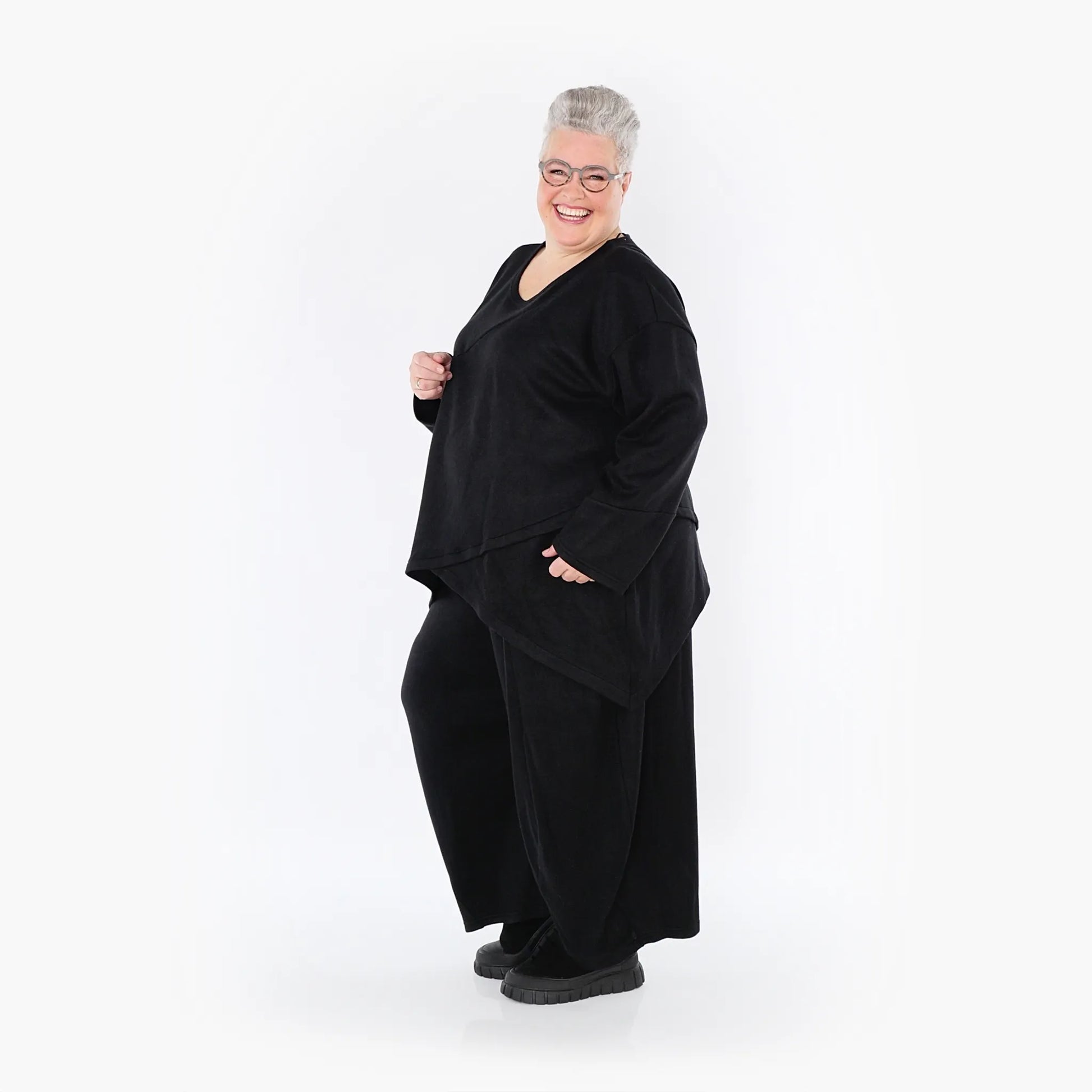 A-Form Bigshirt von AKH Fashion aus Viskose, 1429.07013, Schwarz, Schick, Modern, Bequem