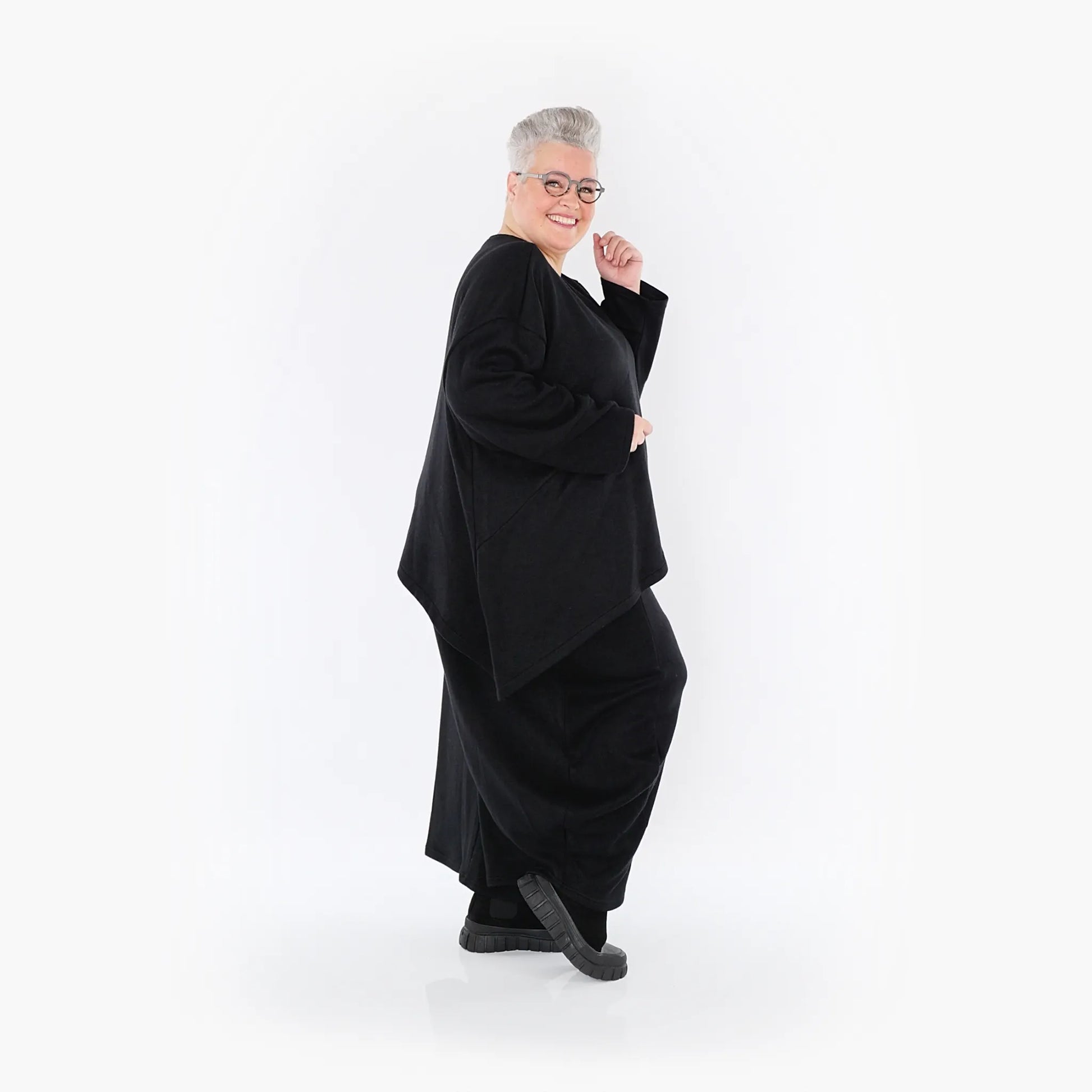 A-Form Bigshirt von AKH Fashion aus Viskose, 1429.07013, Schwarz, Schick, Modern, Bequem