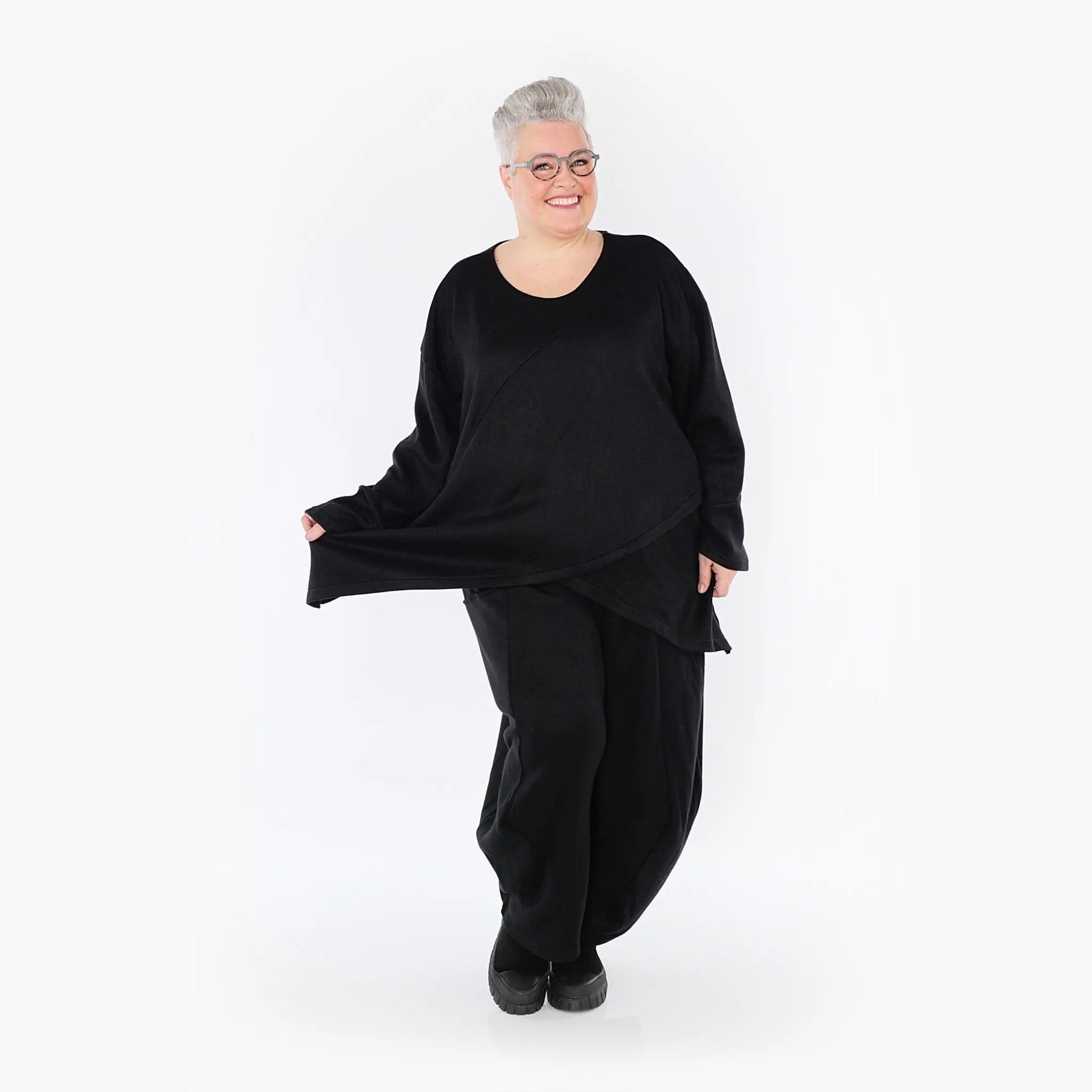 A-Form Bigshirt von AKH Fashion aus Viskose, 1429.07013, Schwarz, Schick, Modern, Bequem