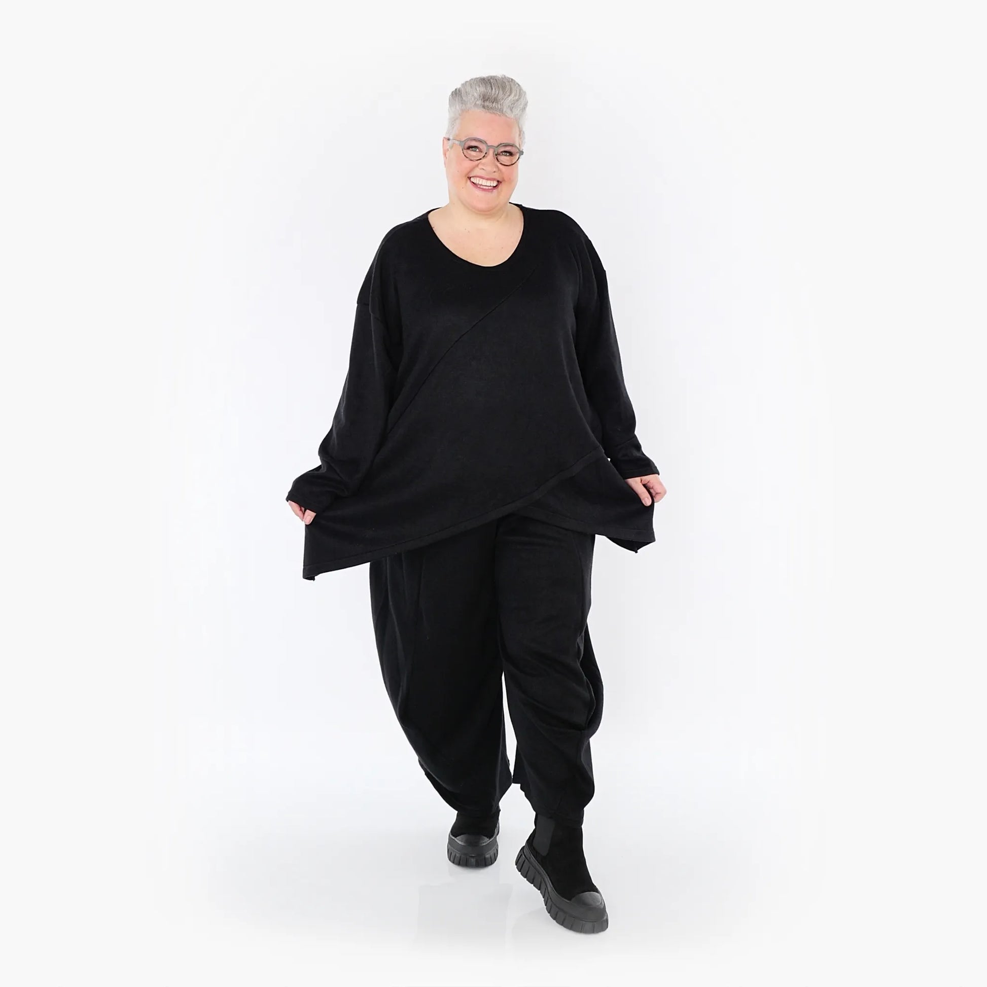 A-Form Bigshirt von AKH Fashion aus Viskose, 1429.07013, Schwarz, Schick, Modern, Bequem