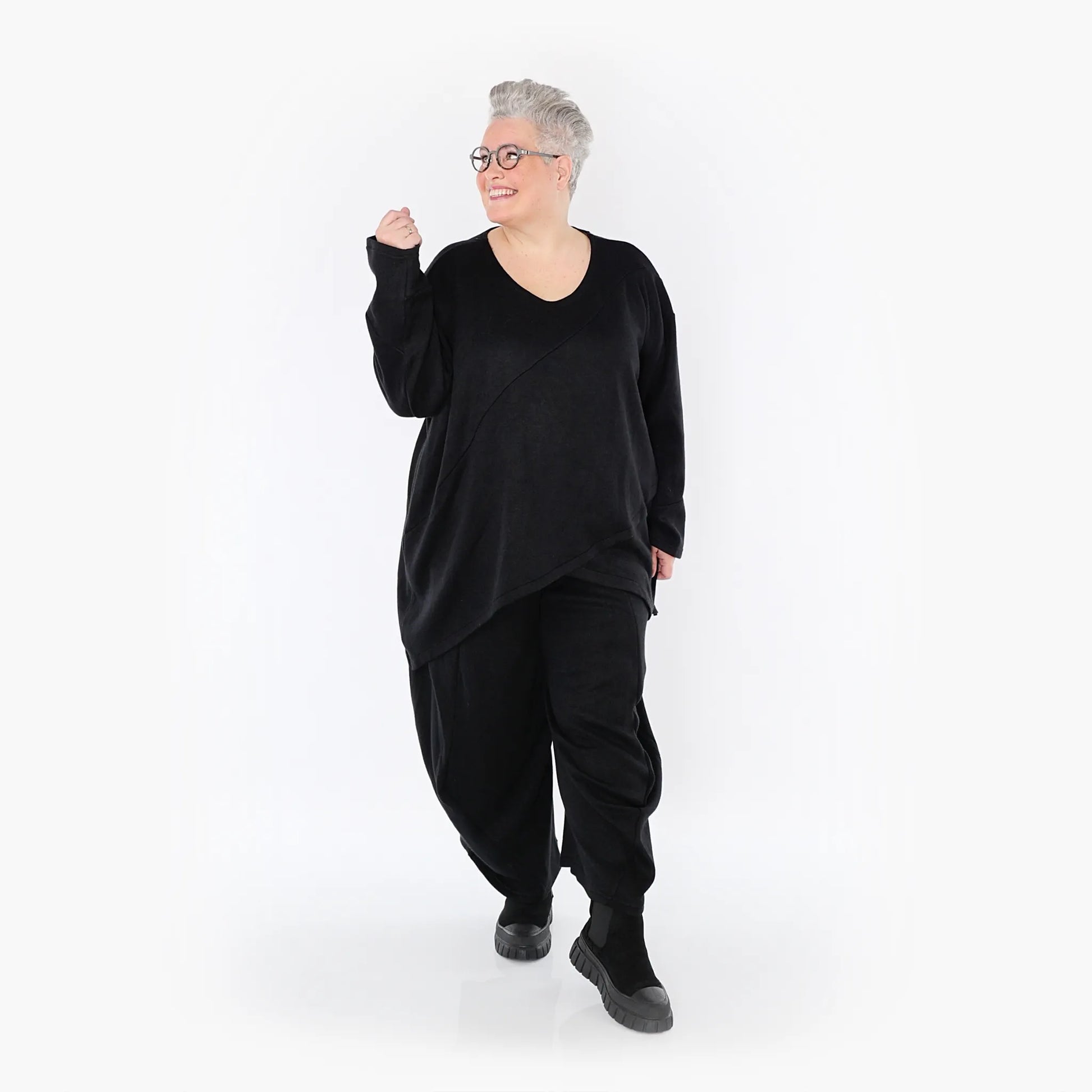 A-Form Bigshirt von AKH Fashion aus Viskose, 1429.07013, Schwarz, Schick, Modern, Bequem
