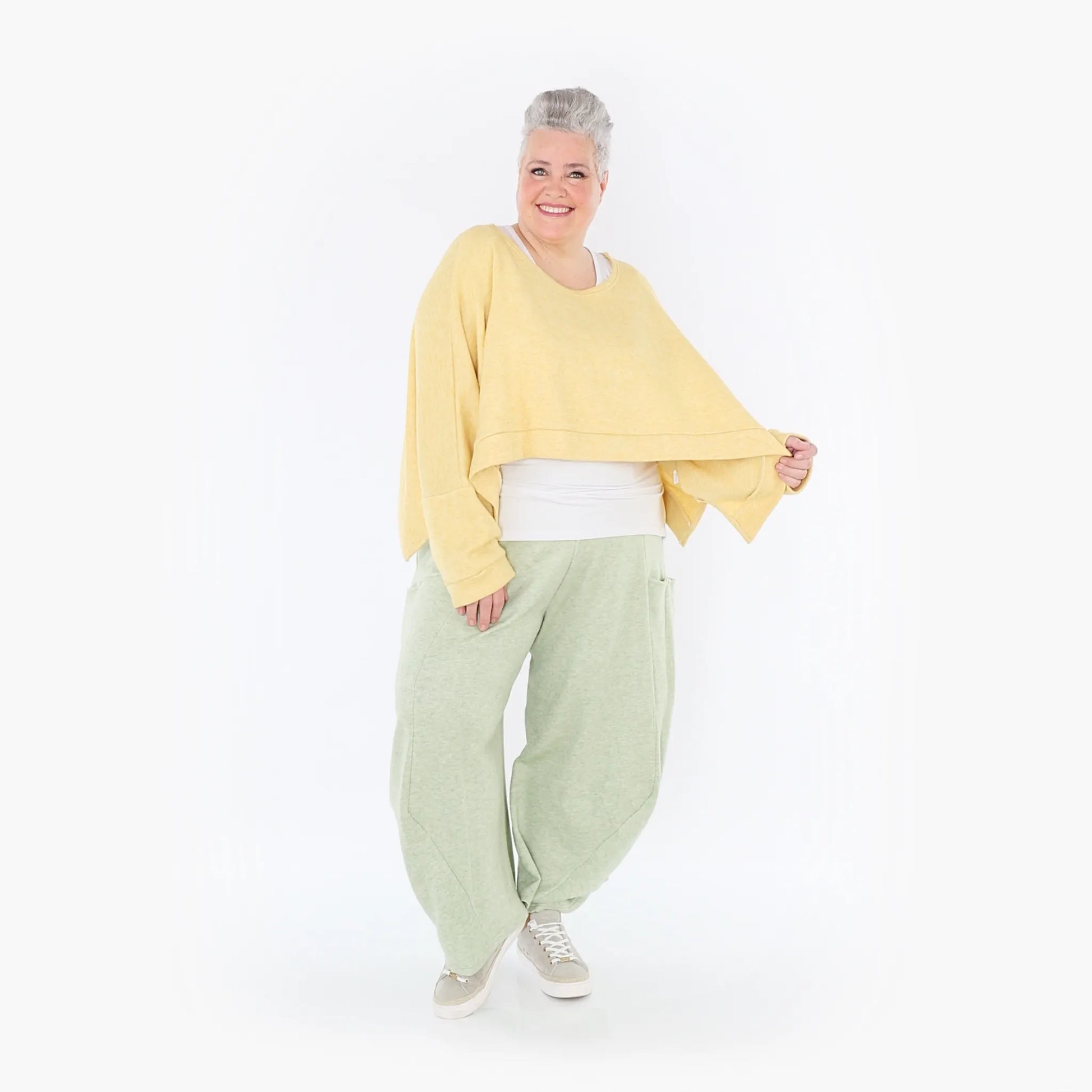 AKH Fashion Bigshirt in kastiger Form, aus Viskose, 1429.07011, LimeGelb, Schick, Modern