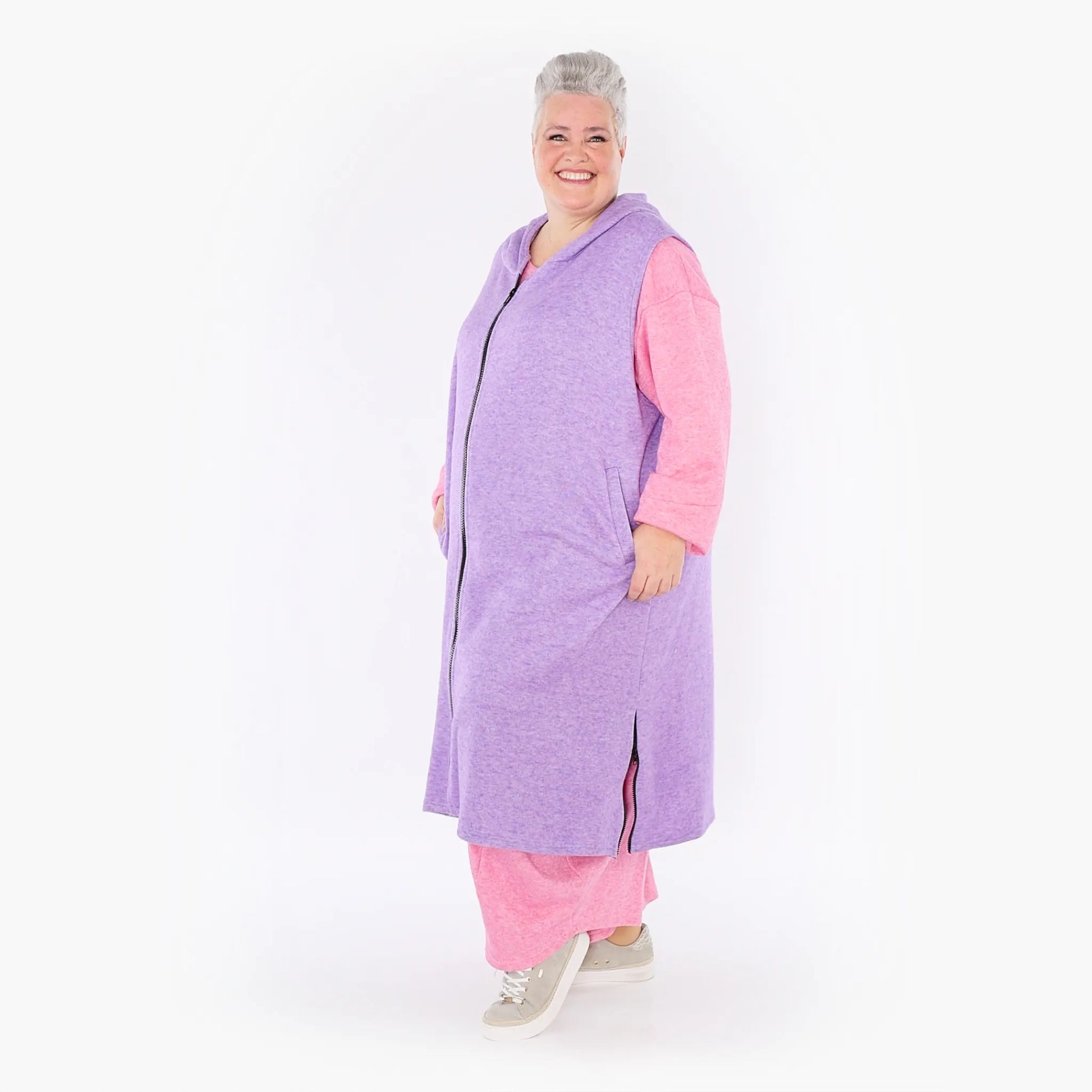 AKH Fashion Weste in gerader Form, aus Viskose, 1429.06879, Flieder, Schick, Modern