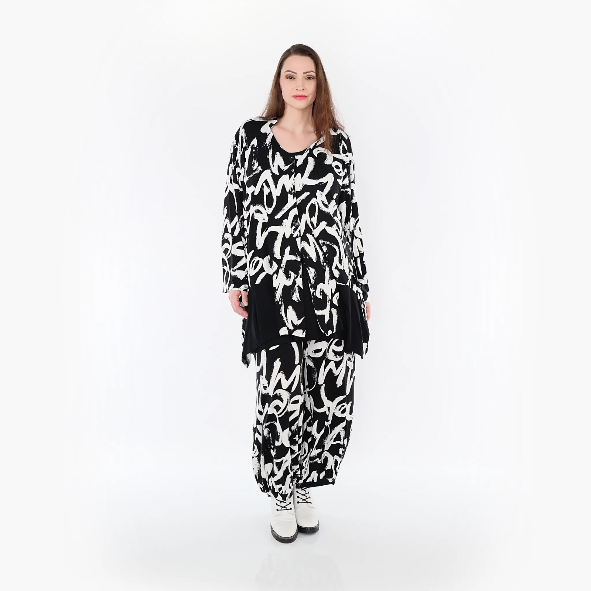 A-Form Jacke von AKH Fashion aus Viskose, 1434.07027, Schwarz/Weiß, Schick, Modern, Bequem