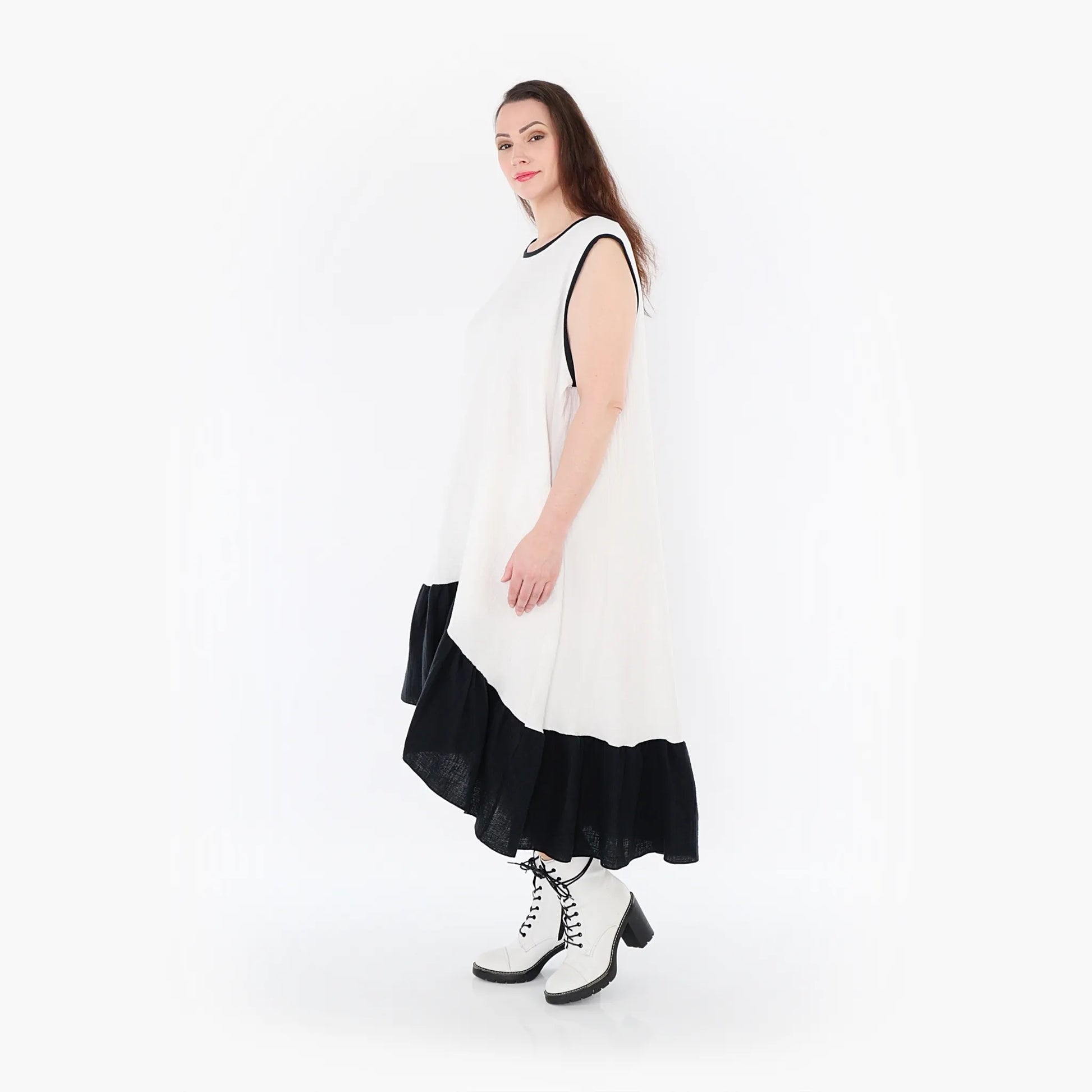 A-Form Kleid von AKH Fashion aus Baumwolle, 1440.07023, Schwarz/Weiß, Schick, Modern