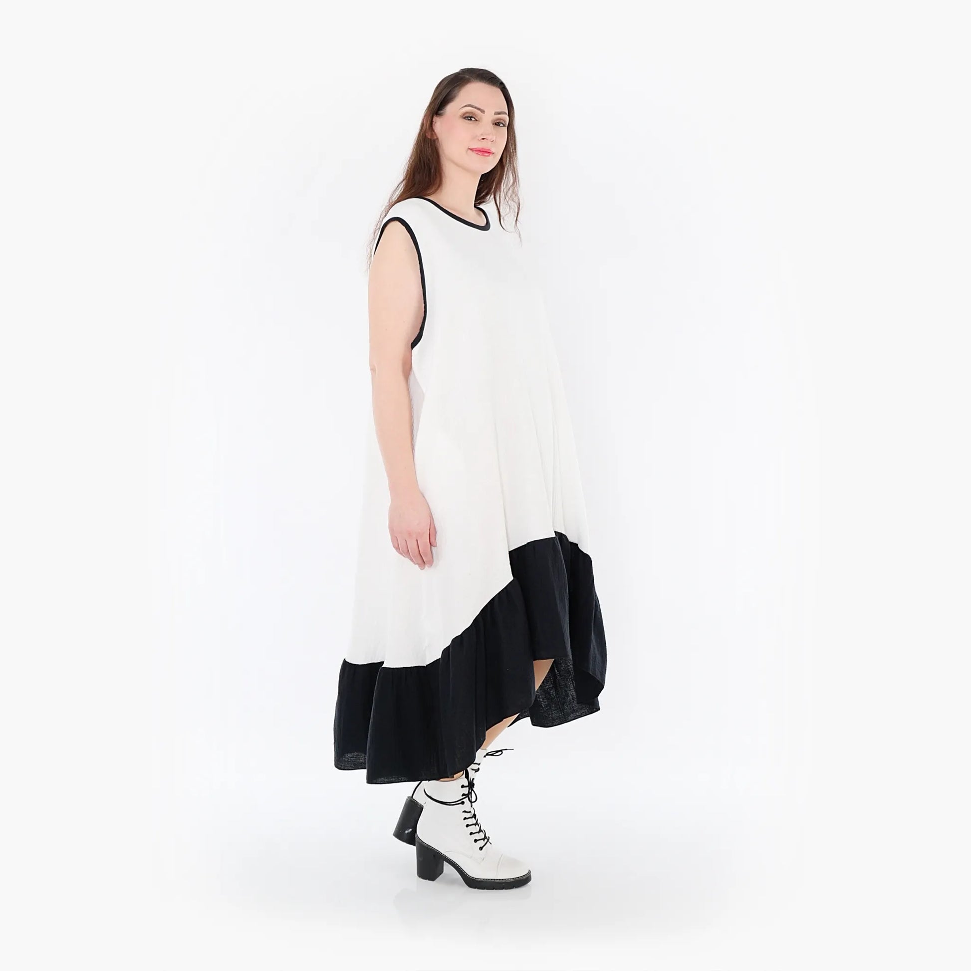 A-Form Kleid von AKH Fashion aus Baumwolle, 1440.07023, Schwarz/Weiß, Schick, Modern