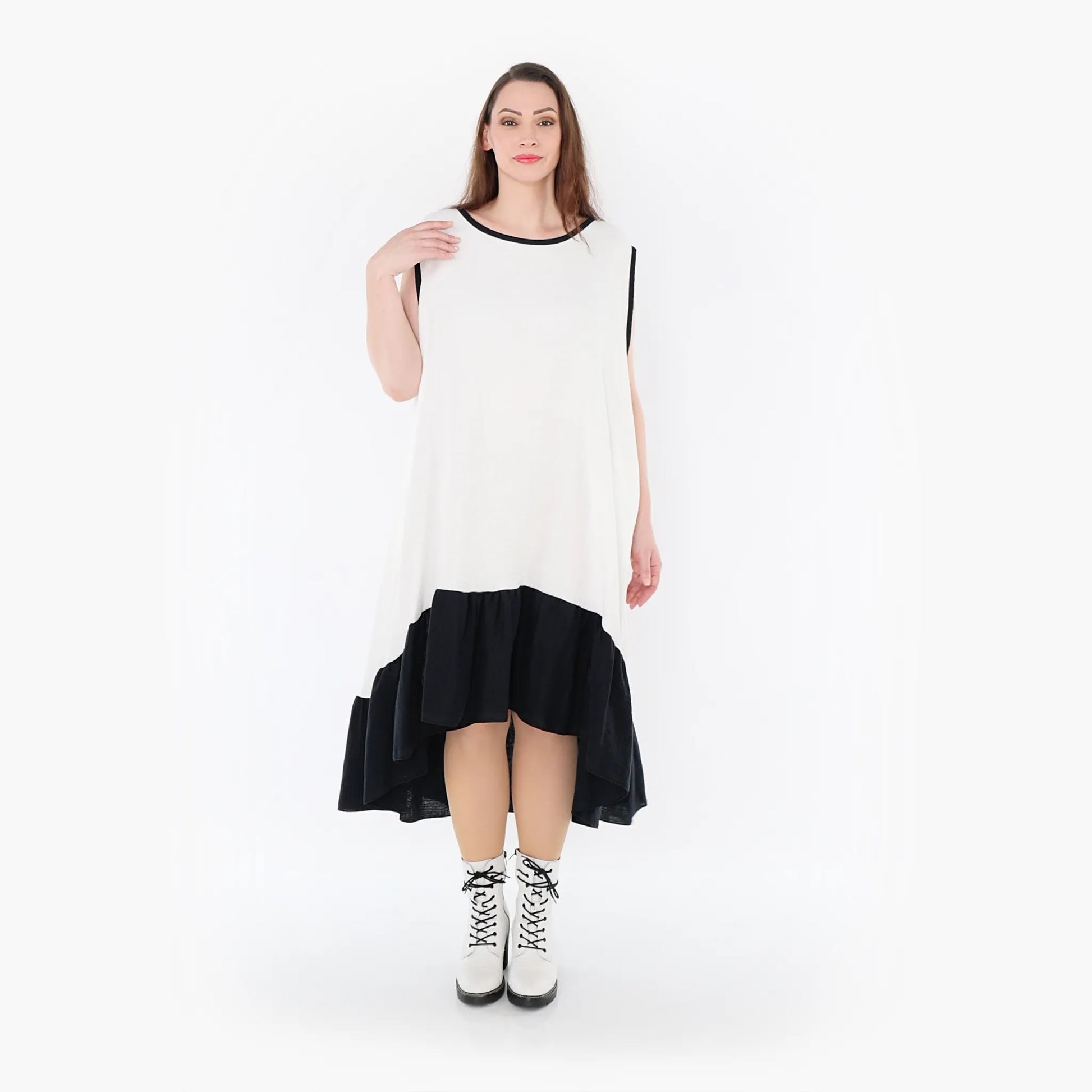A-Form Kleid von AKH Fashion aus Baumwolle, 1440.07023, Schwarz/Weiß, Schick, Modern