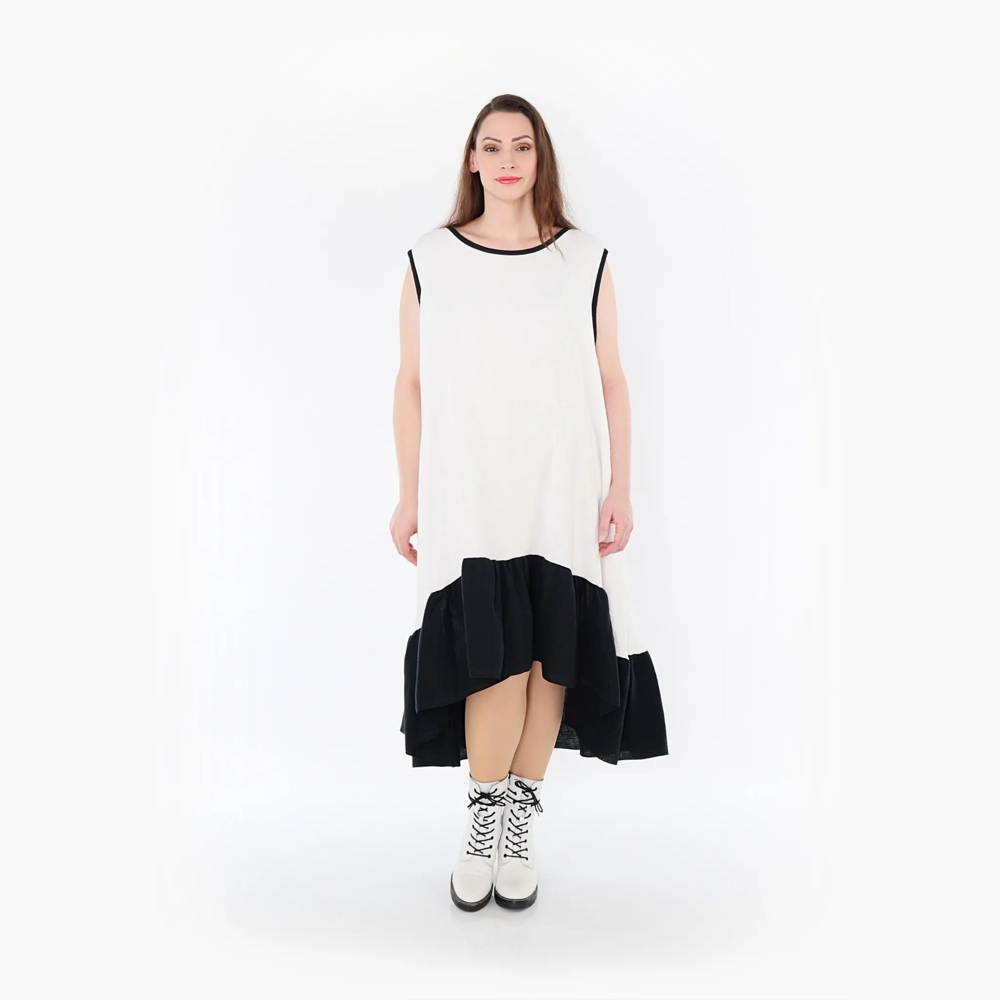 A-Form Kleid von AKH Fashion aus Baumwolle, 1440.07023, Schwarz/Weiß, Schick, Modern