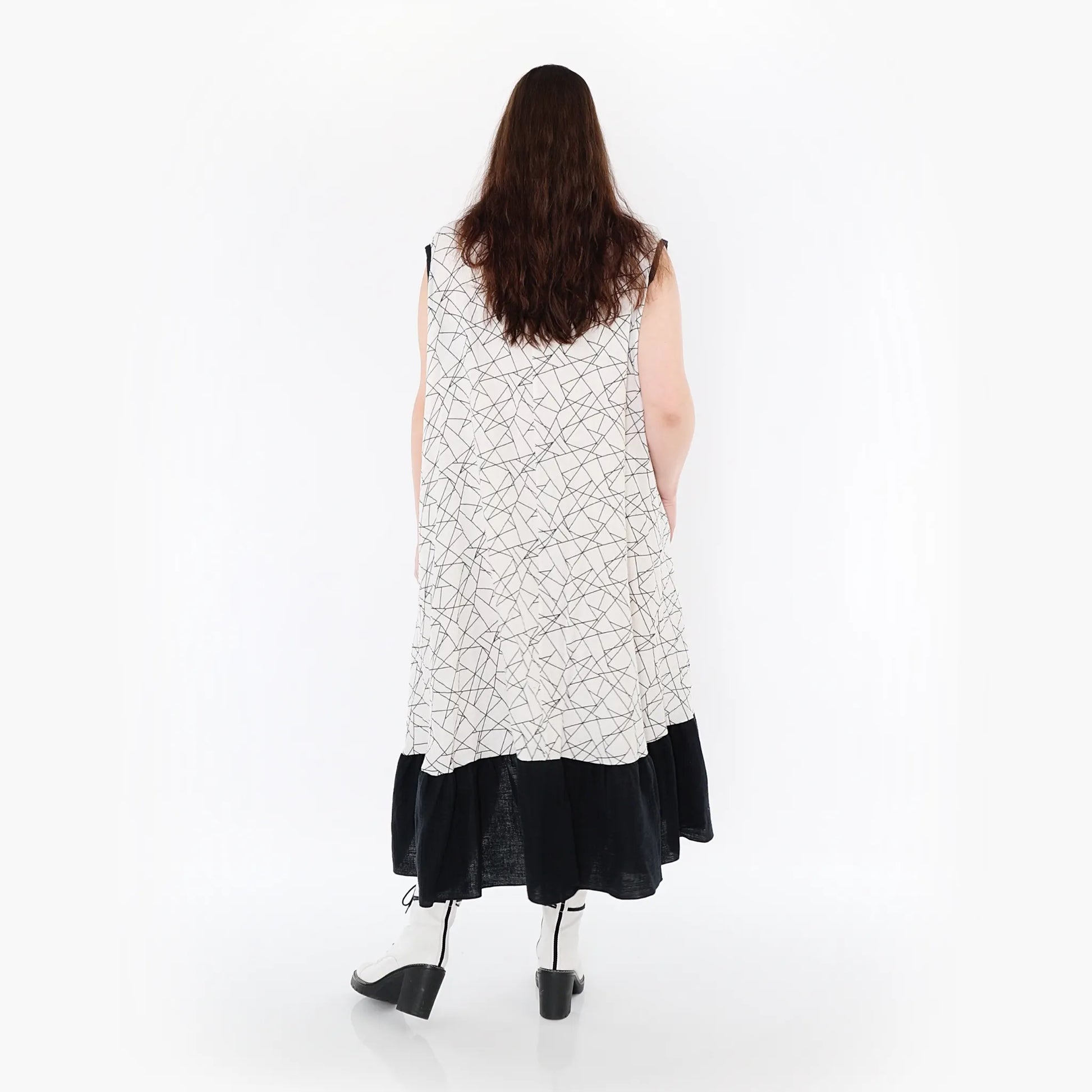A-Form Kleid von AKH Fashion aus Baumwolle, 1441.07023, Schwarz/Weiß, Schick, Modern