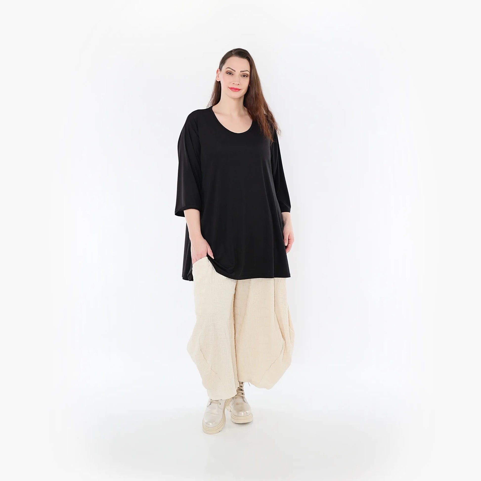 Ballonhose von AKH Fashion aus Baumwolle, 1447.08069, Ecru, Streifen, Schick, Modern