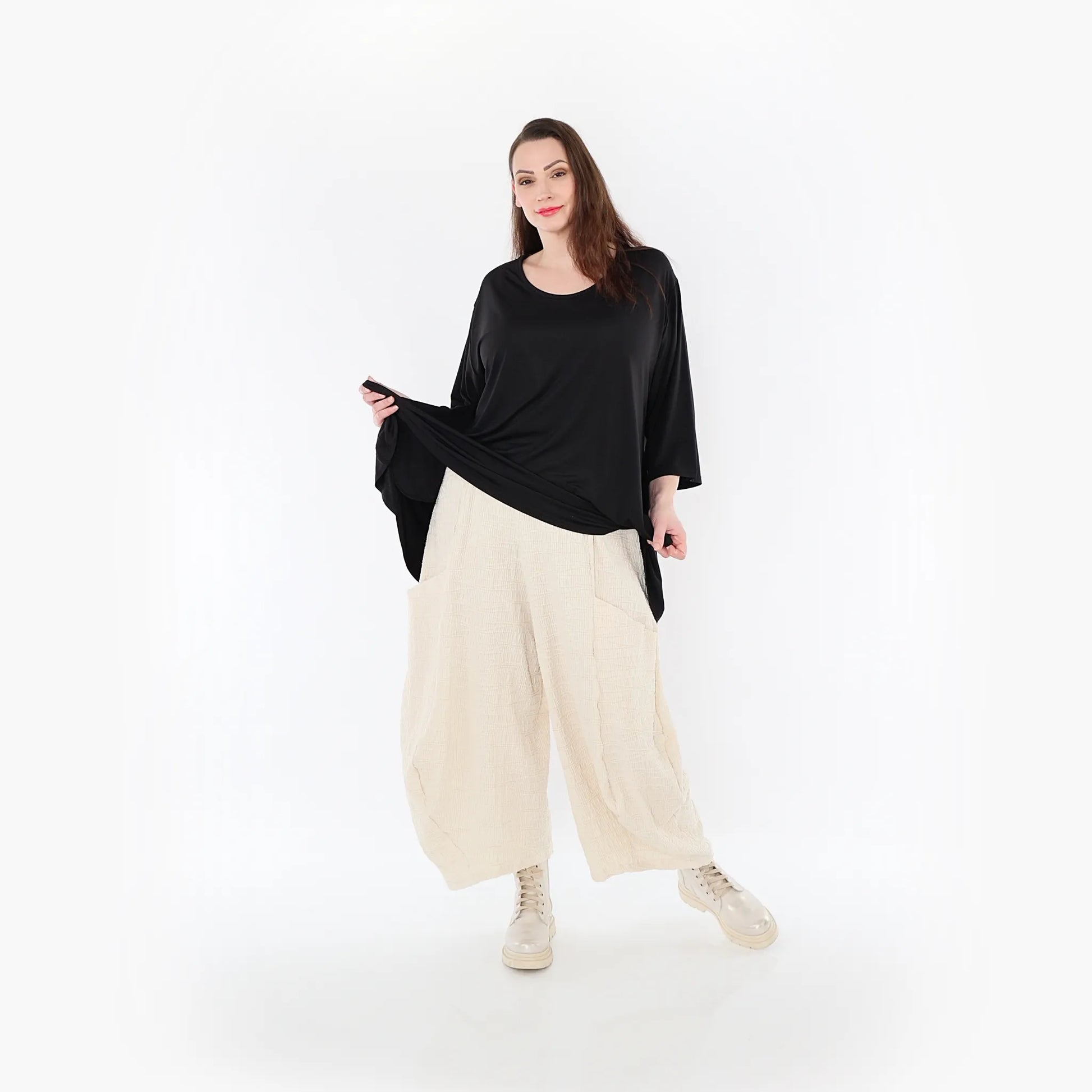 Ballonhose von AKH Fashion aus Baumwolle, 1447.08069, Ecru, Streifen, Schick, Modern