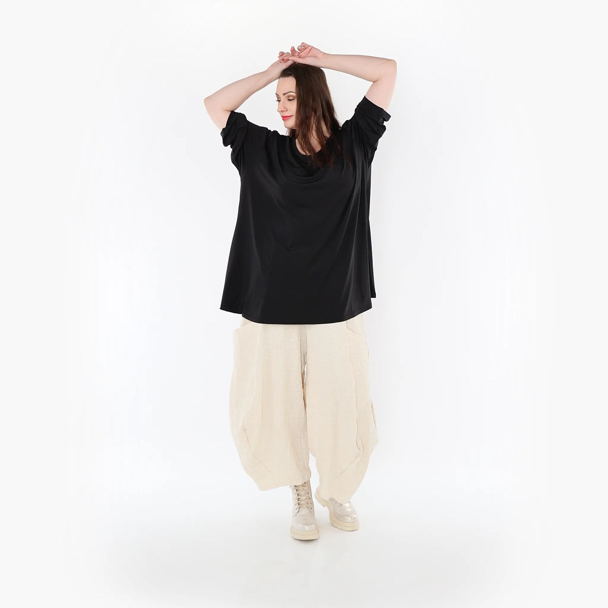 Ballonhose von AKH Fashion aus Baumwolle, 1447.08069, Ecru, Streifen, Schick, Modern