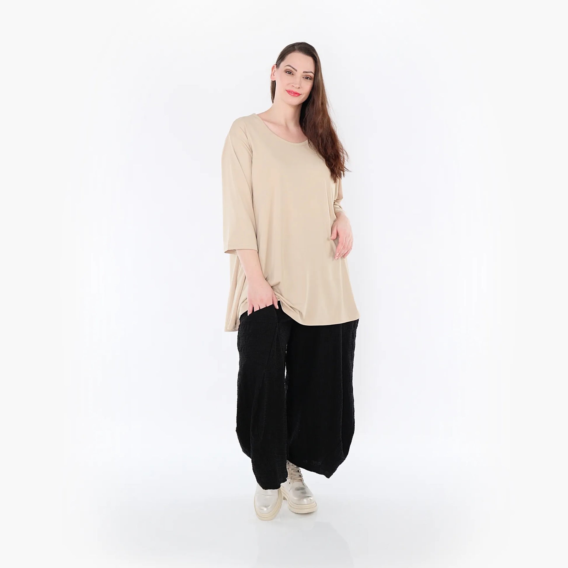 Ballonhose von AKH Fashion aus Baumwolle, 1447.08069, Schwarz, Streifen, Schick, Modern
