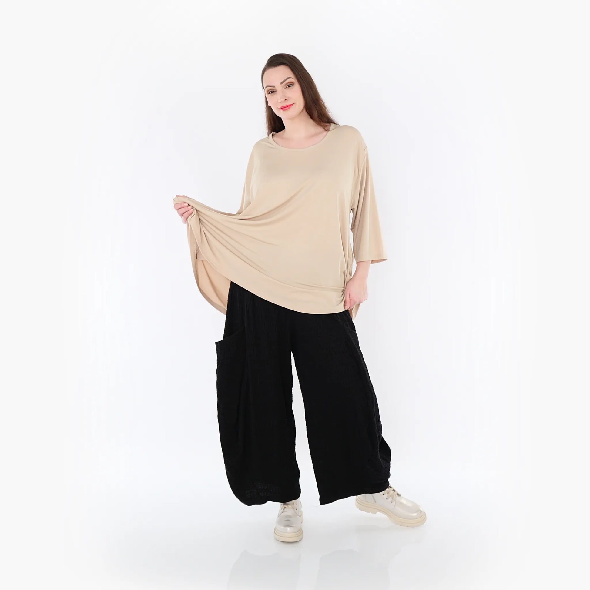 Ballonhose von AKH Fashion aus Baumwolle, 1447.08069, Schwarz, Streifen, Schick, Modern