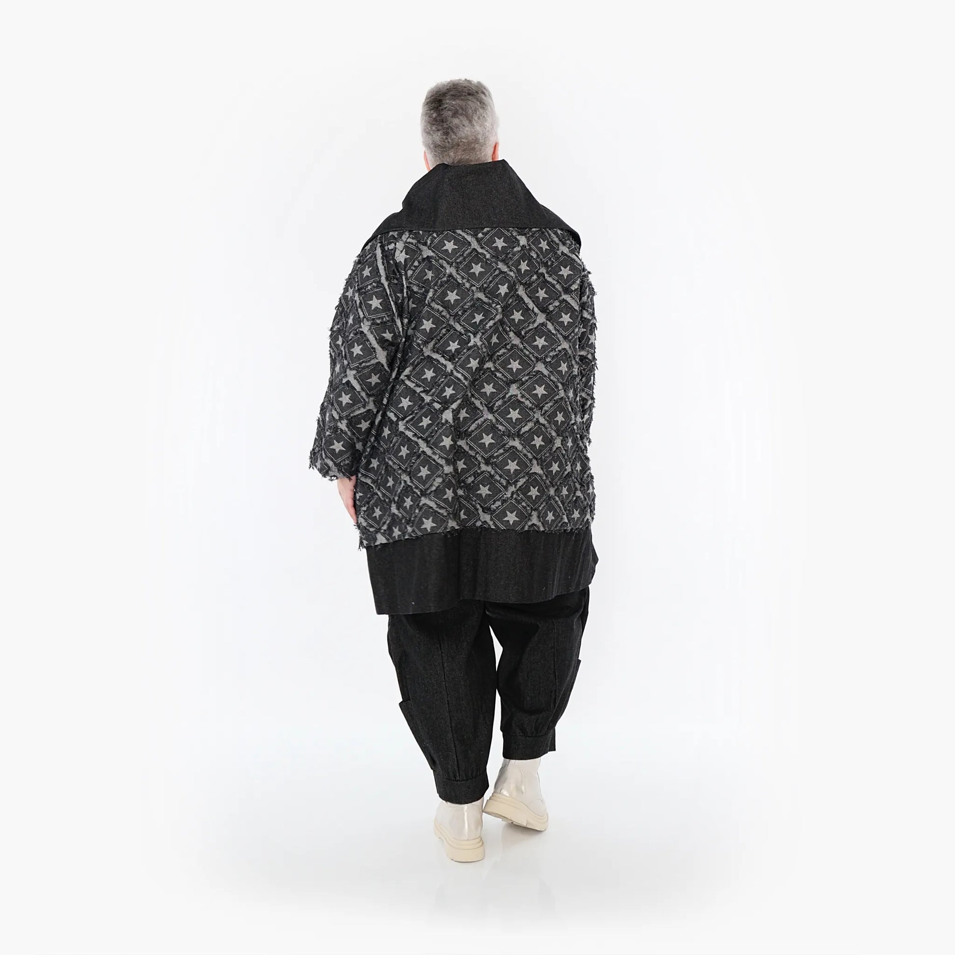 AKH Fashion Jacke in gerader Form, aus Baumwolle, 1464.07053, Schwarz/Grau, Raute, Schick