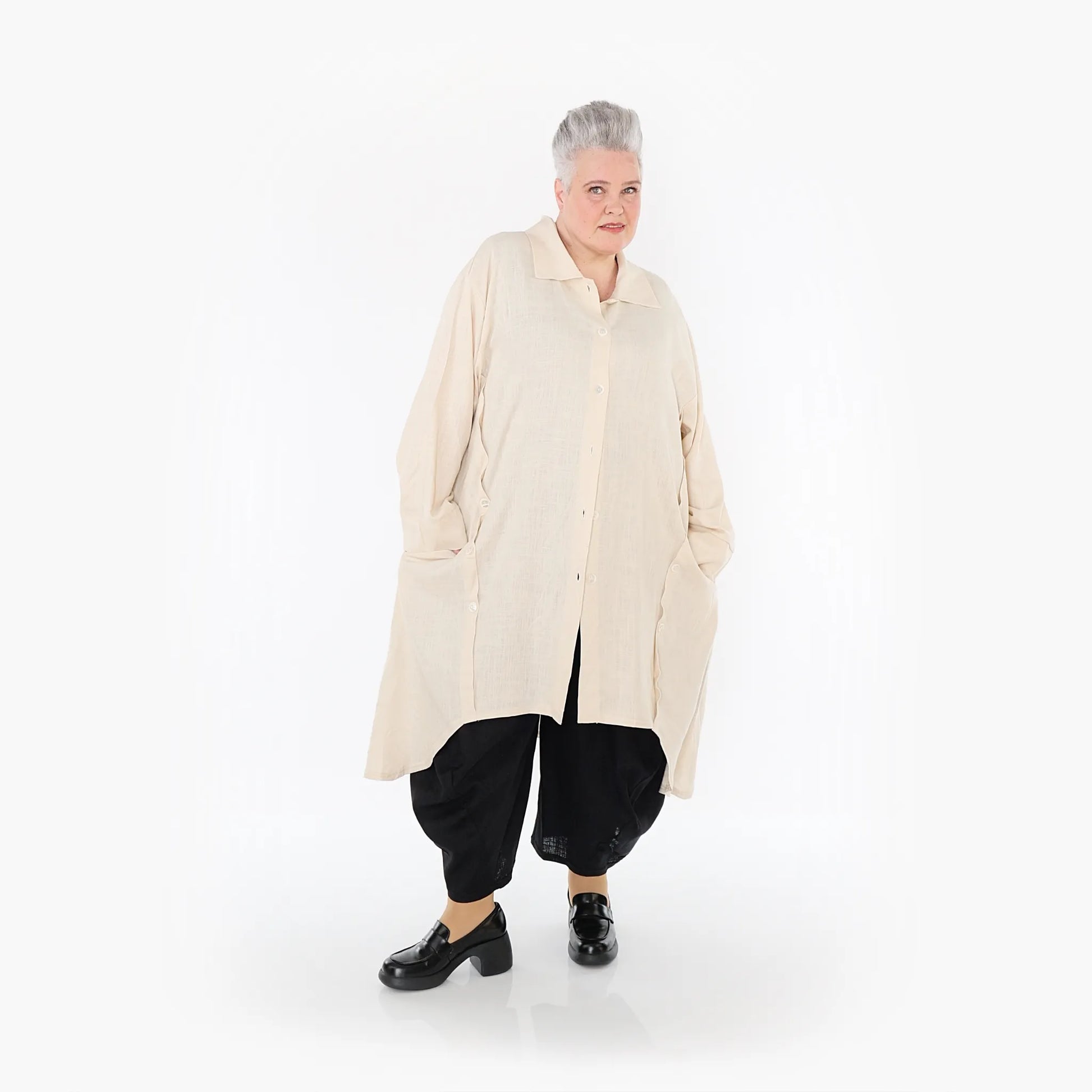 A-Form Mantel von AKH Fashion aus Viskose, 1468.07057, Beige, Ausgefallen, Zeitlos, Schick