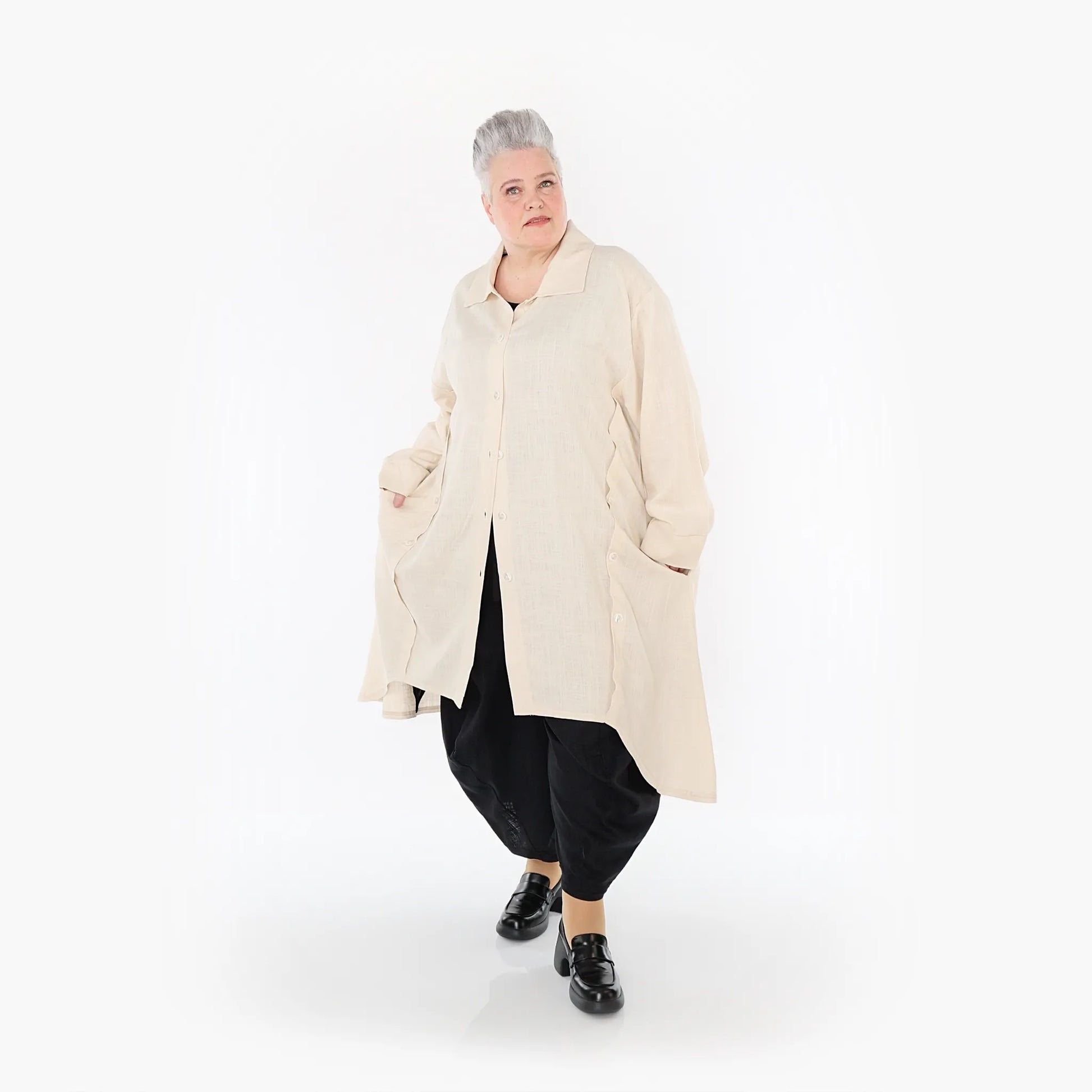 A-Form Mantel von AKH Fashion aus Viskose, 1468.07057, Beige, Ausgefallen, Zeitlos, Schick