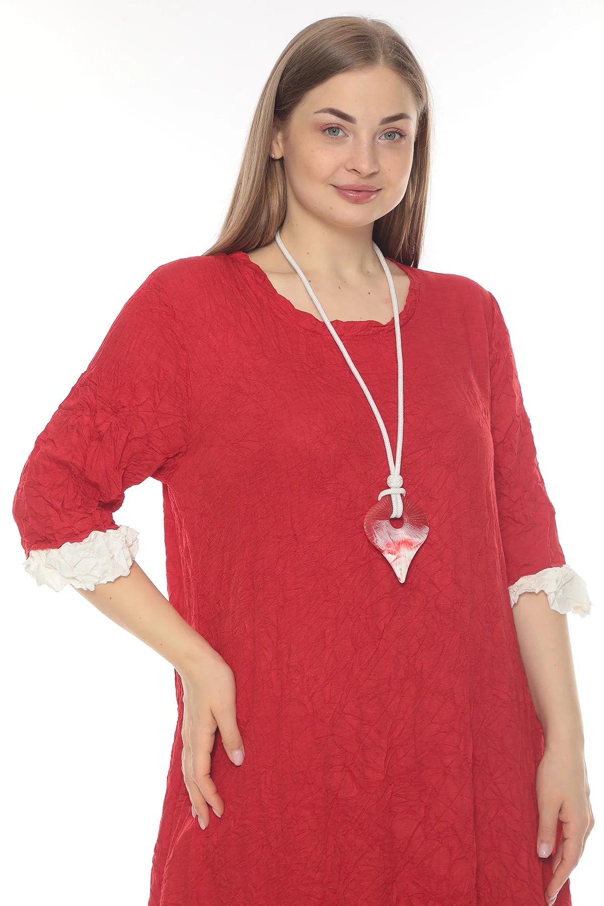 A-Form Kleid von Zedd Plus aus Schnittfaser, 23015, Rot, Schick, Modern, Bequem