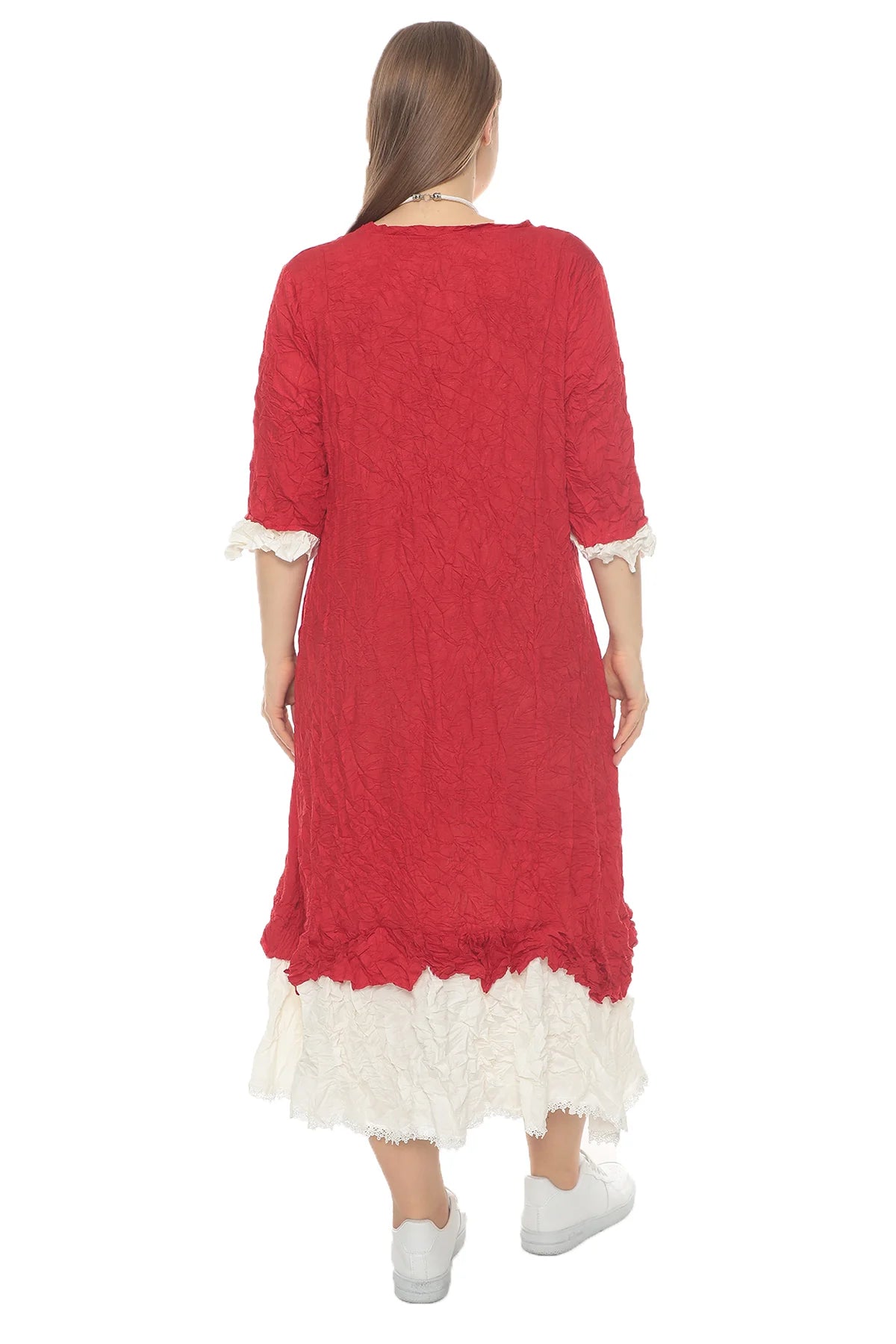 A-Form Kleid von Zedd Plus aus Schnittfaser, 23015, Rot, Schick, Modern, Bequem